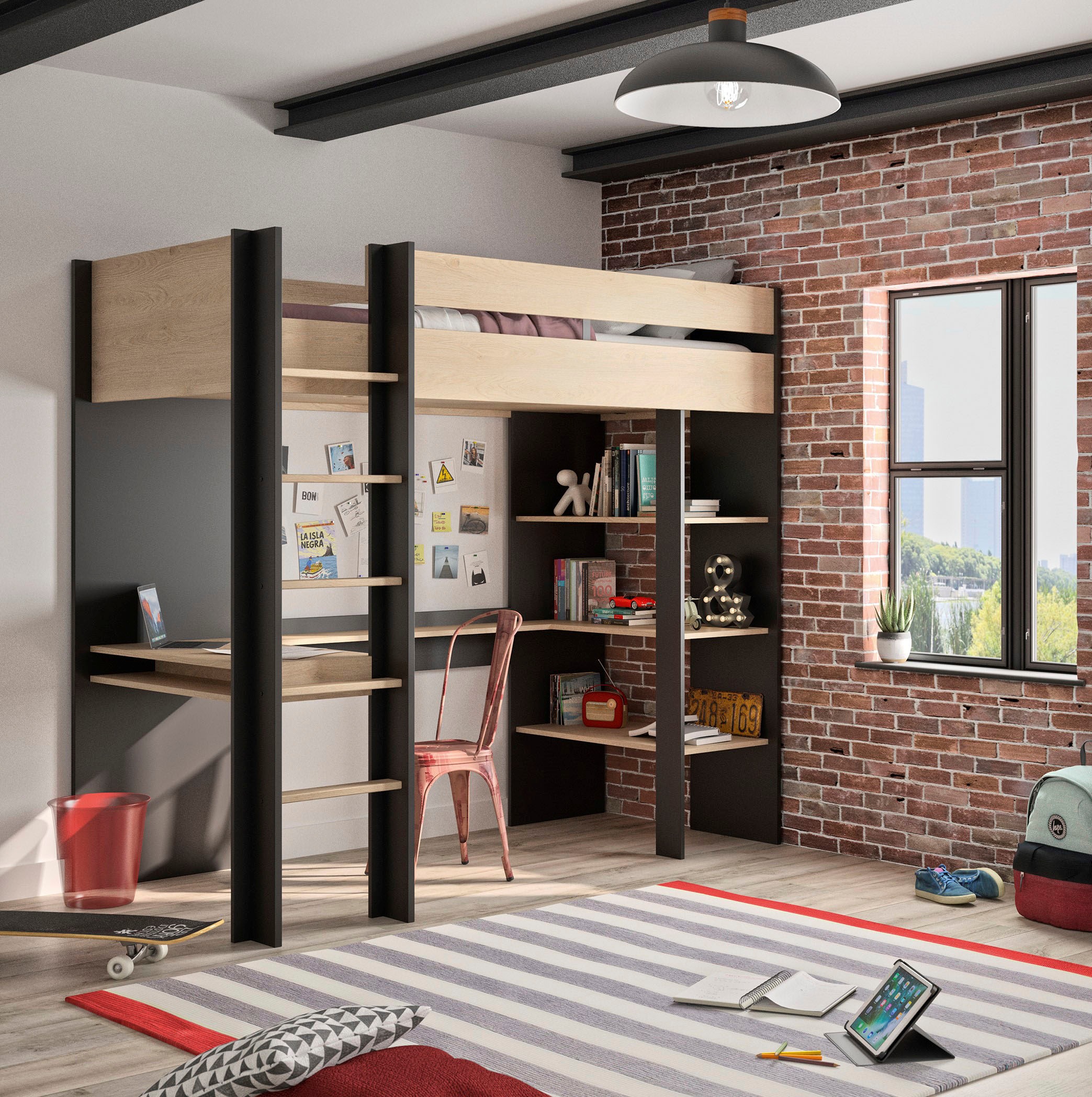 Gami Etagenbett »DUPLEX«, mit integriertem Schreibtisch