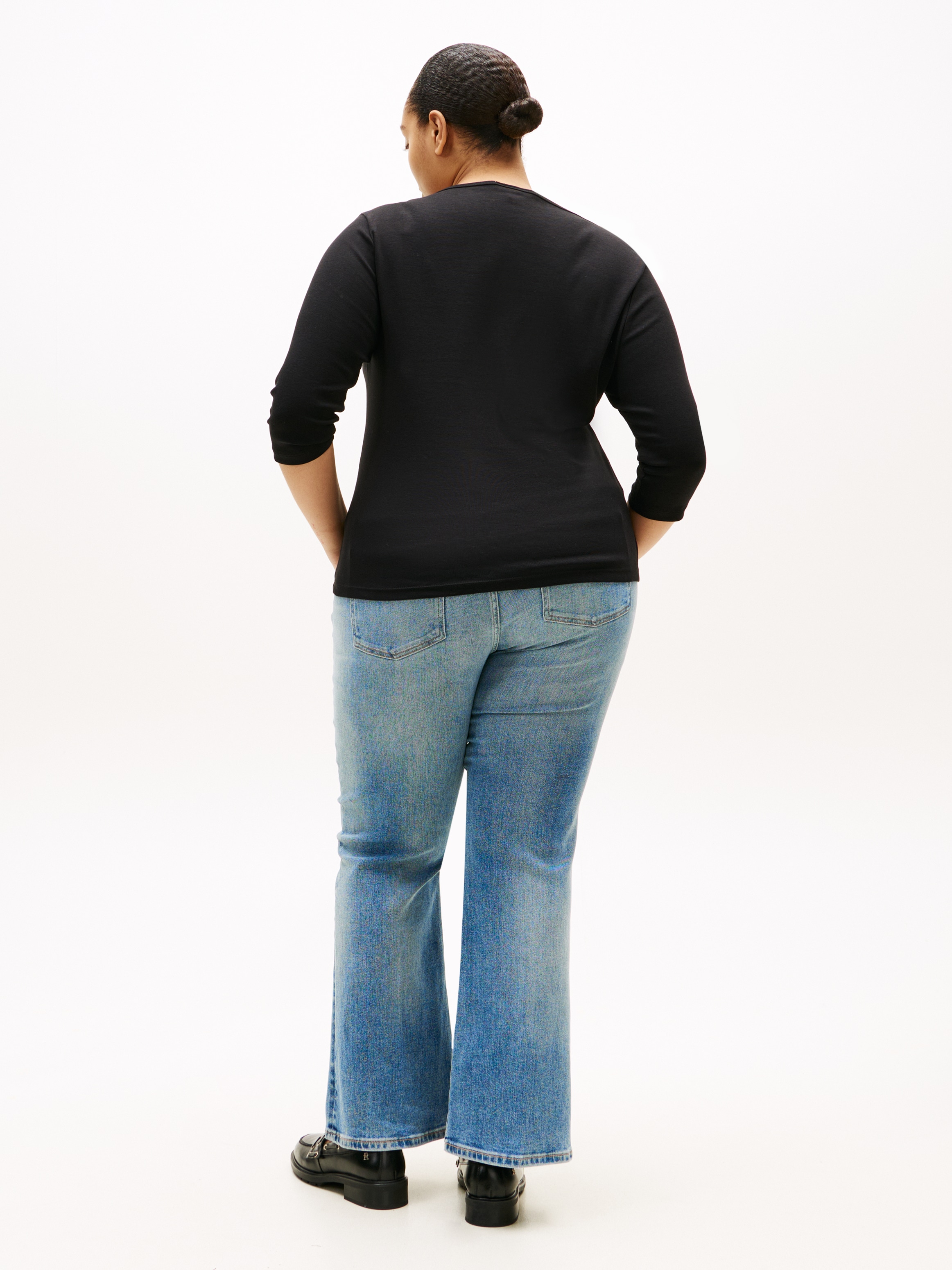 Tommy Hilfiger Curve T-Shirt »CRV SLIM CODY BOAT-NK 3/4SLV« in Großen Größen, 3/4 Ärmel, Logostickerei