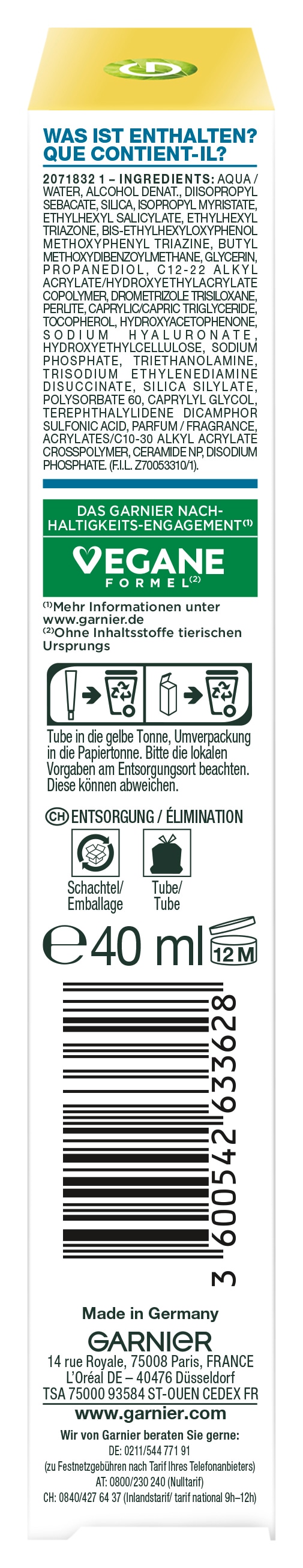 GARNIER Gesichtsfluid »Garnier Hyaluron Barrier Protect Daily UV Fluid LSF50+«