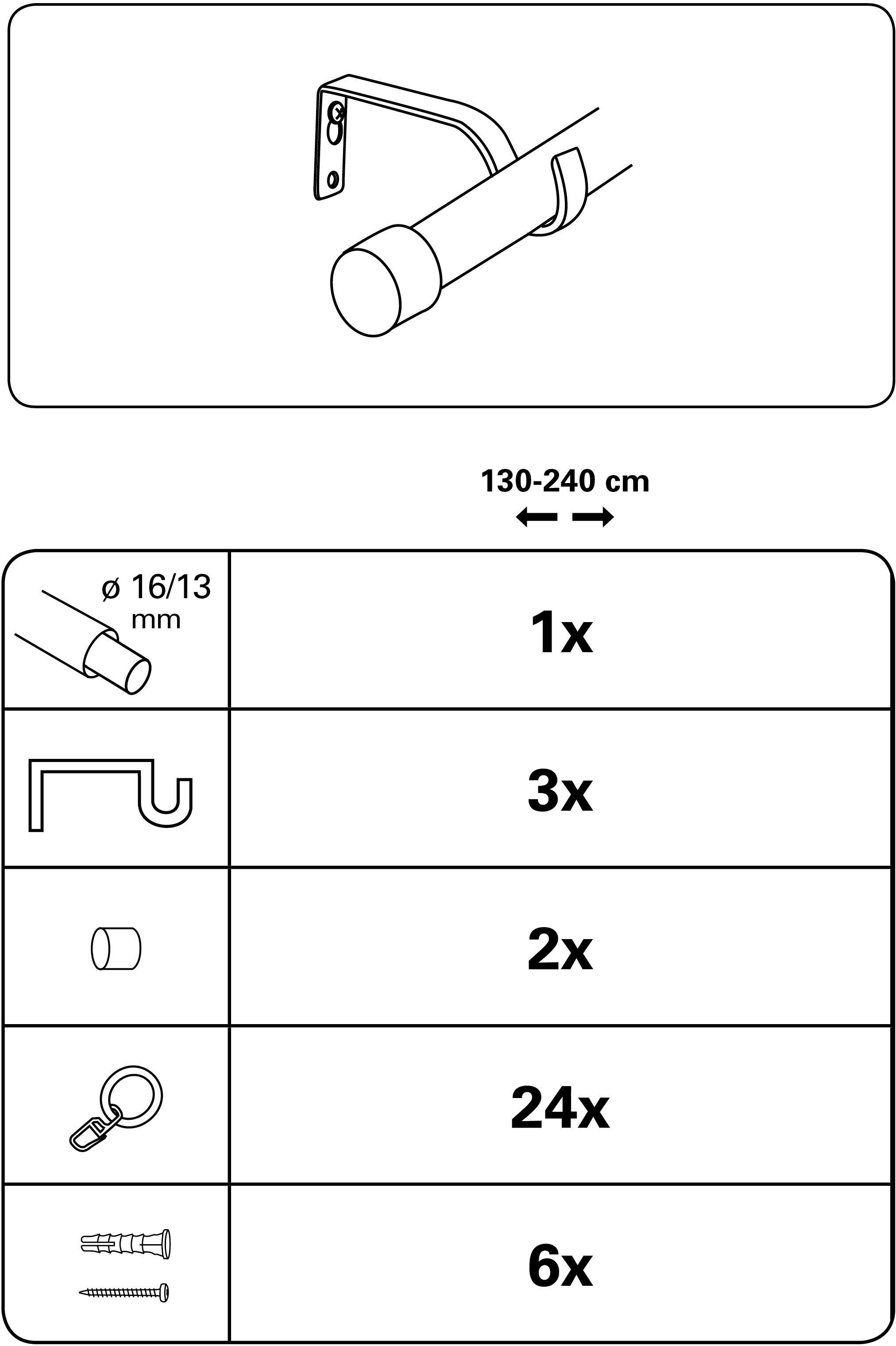 GARDINIA Gardinenstange »Set Metall«, 1 läufig-läufig, ausziehbar, 1-Lauf