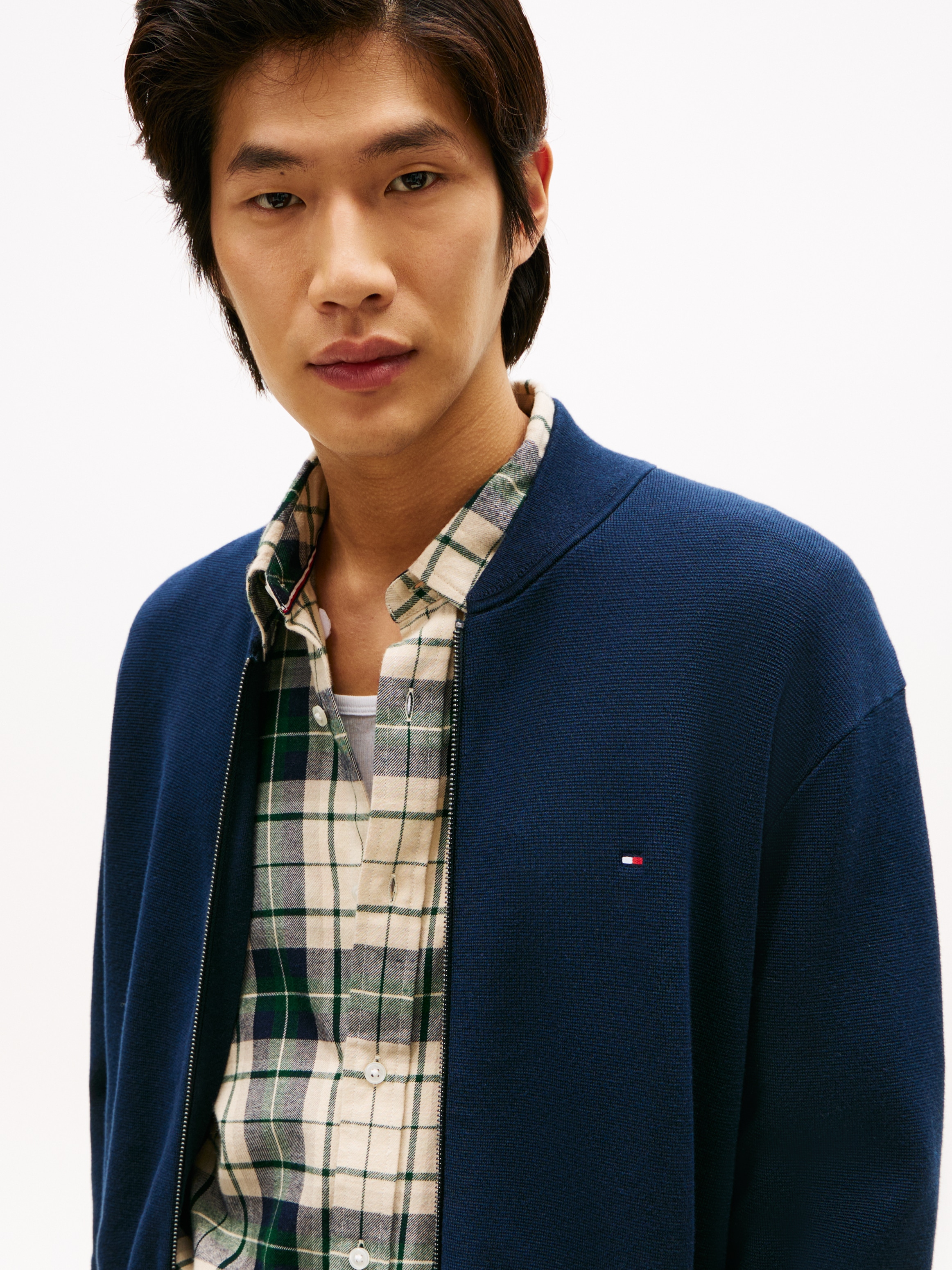 Tommy Hilfiger Cardigan »FULL MILANO BASEBALL« mit feiner Struktur, normale Passform