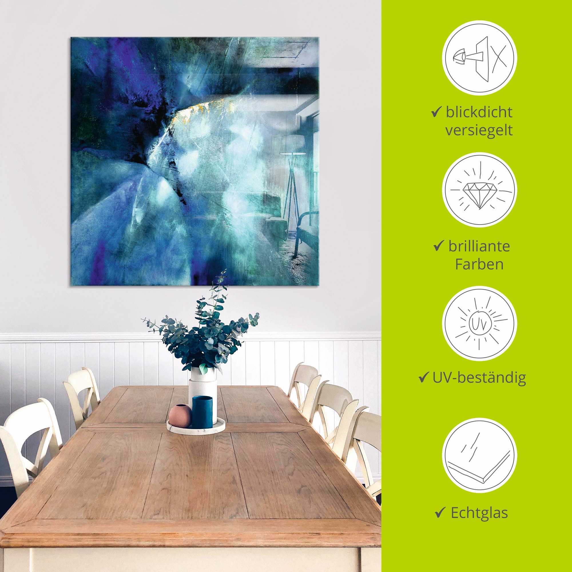 Artland Glasbild »Komposition in blau« Gegenstandslos 1 Stk. tlg. in verschiedenen Größen