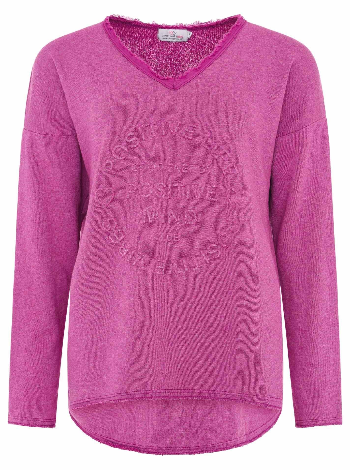 Zwillingsherz Sweatshirt »Sweatshirt BW "Positive Mind"«, mit V-Ausschnitt und Stempeldruck