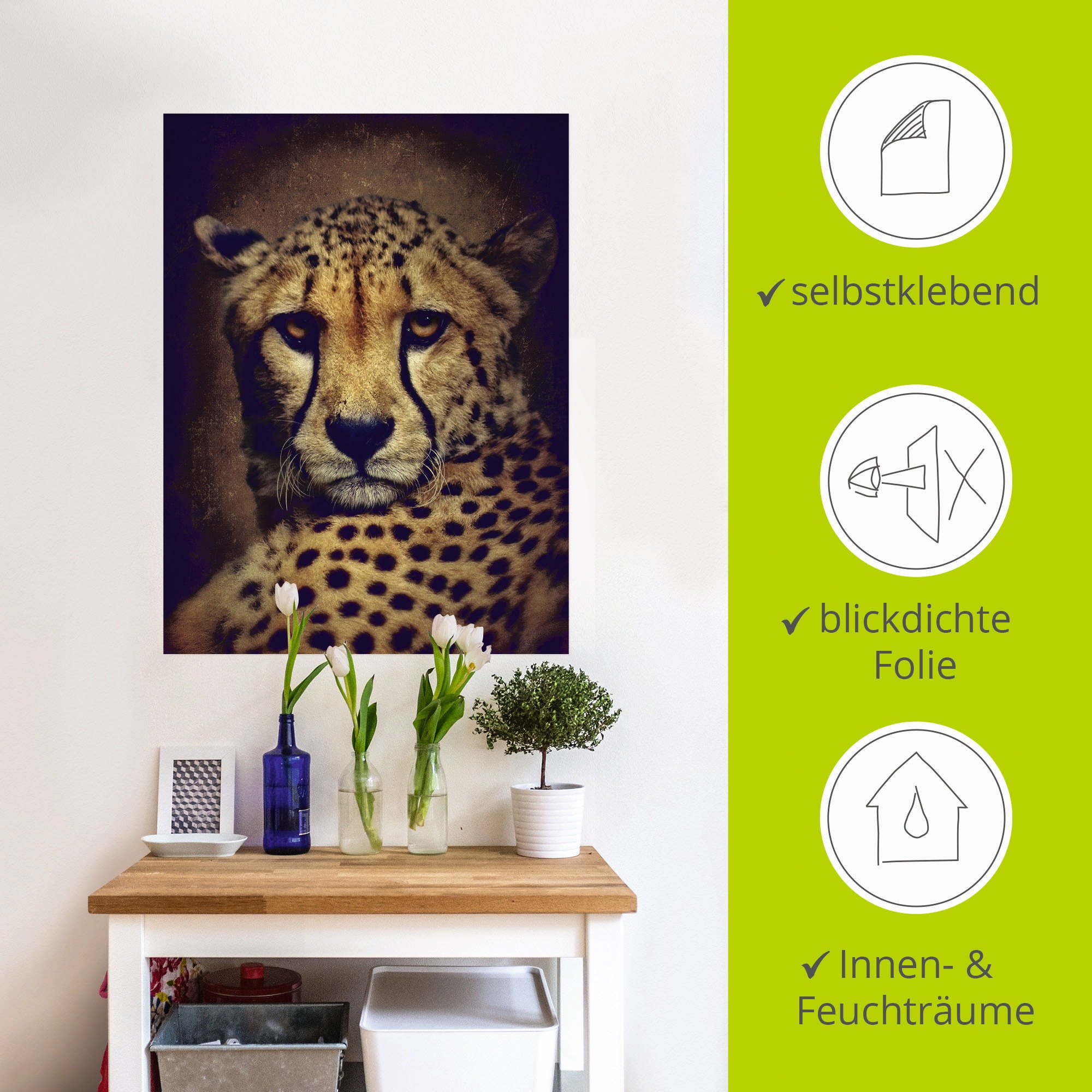 Artland Wandbild »Gepard«, Wildtiere, (1 St.), als Leinwandbild, Wandaufkleber in verschied. Größen