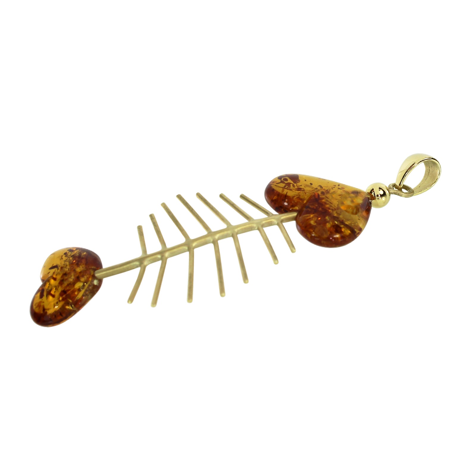 OSTSEE-SCHMUCK Kettenanhänger »- Fisch 75 mm - Gold 333/000 - Bernstein«