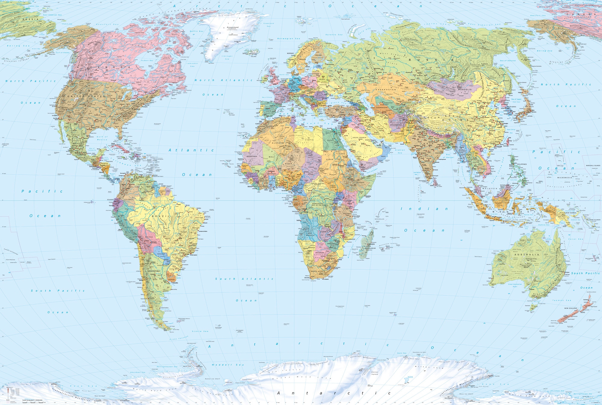 Vliestapete »World Map«, 368x248 cm (Breite x Höhe), inklusive Kleister