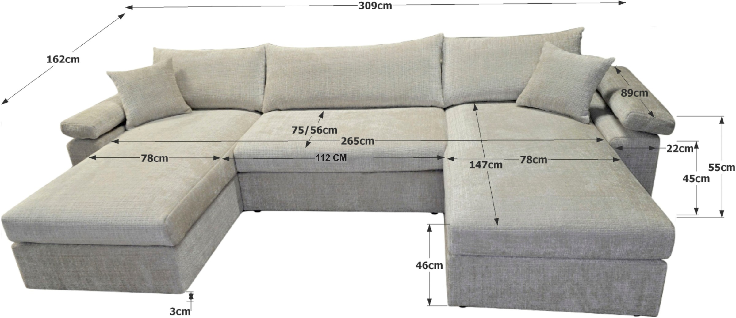 COLLECTION AB Wohnlandschaft Wohnlandschaft,2  Ottomane,Polyätherschaum-Polsterung