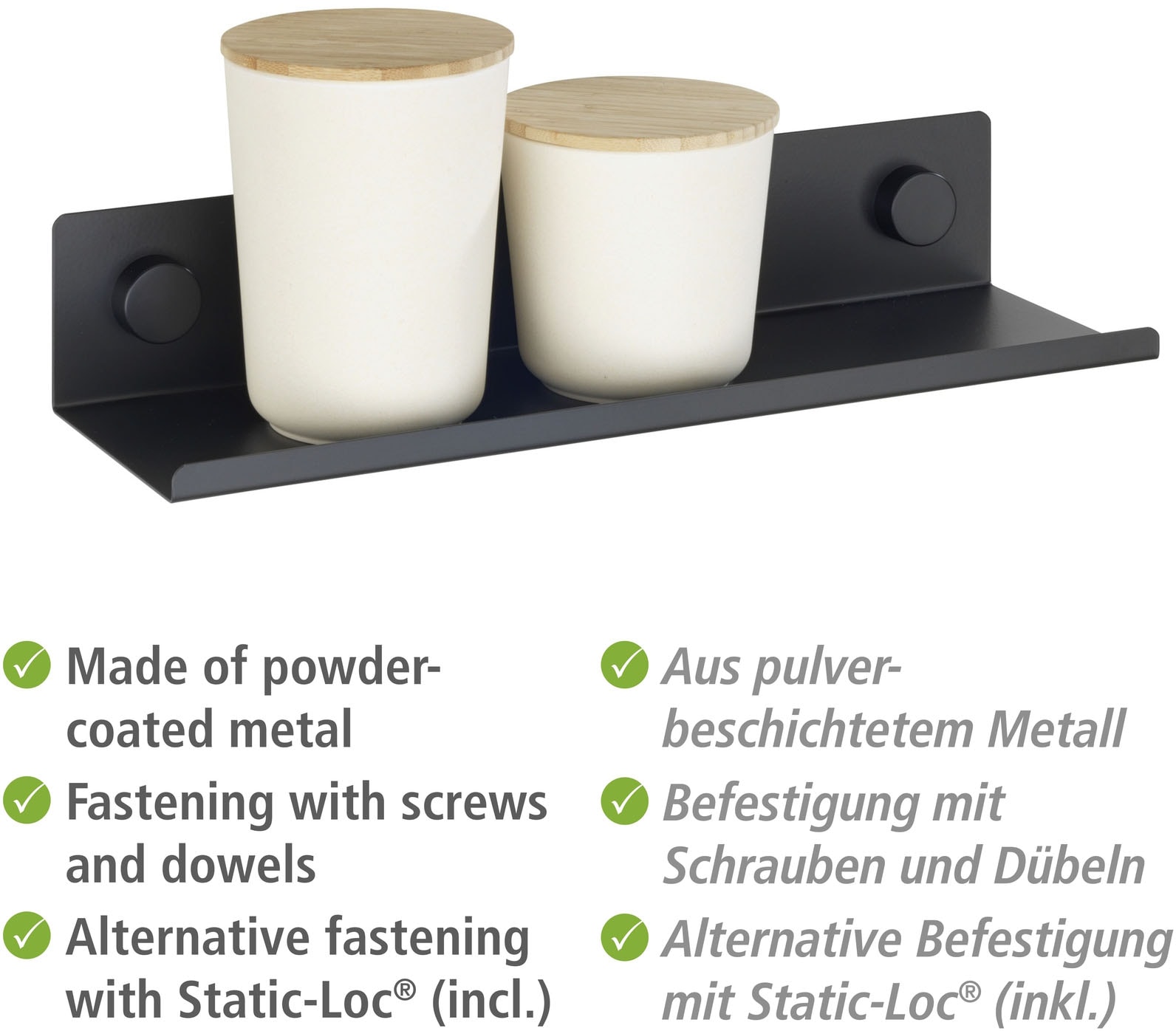 WENKO Küchenregal »Modell Jet M«, Regal für die Wand, Industrial Style, pulverbeschichtetes Metall