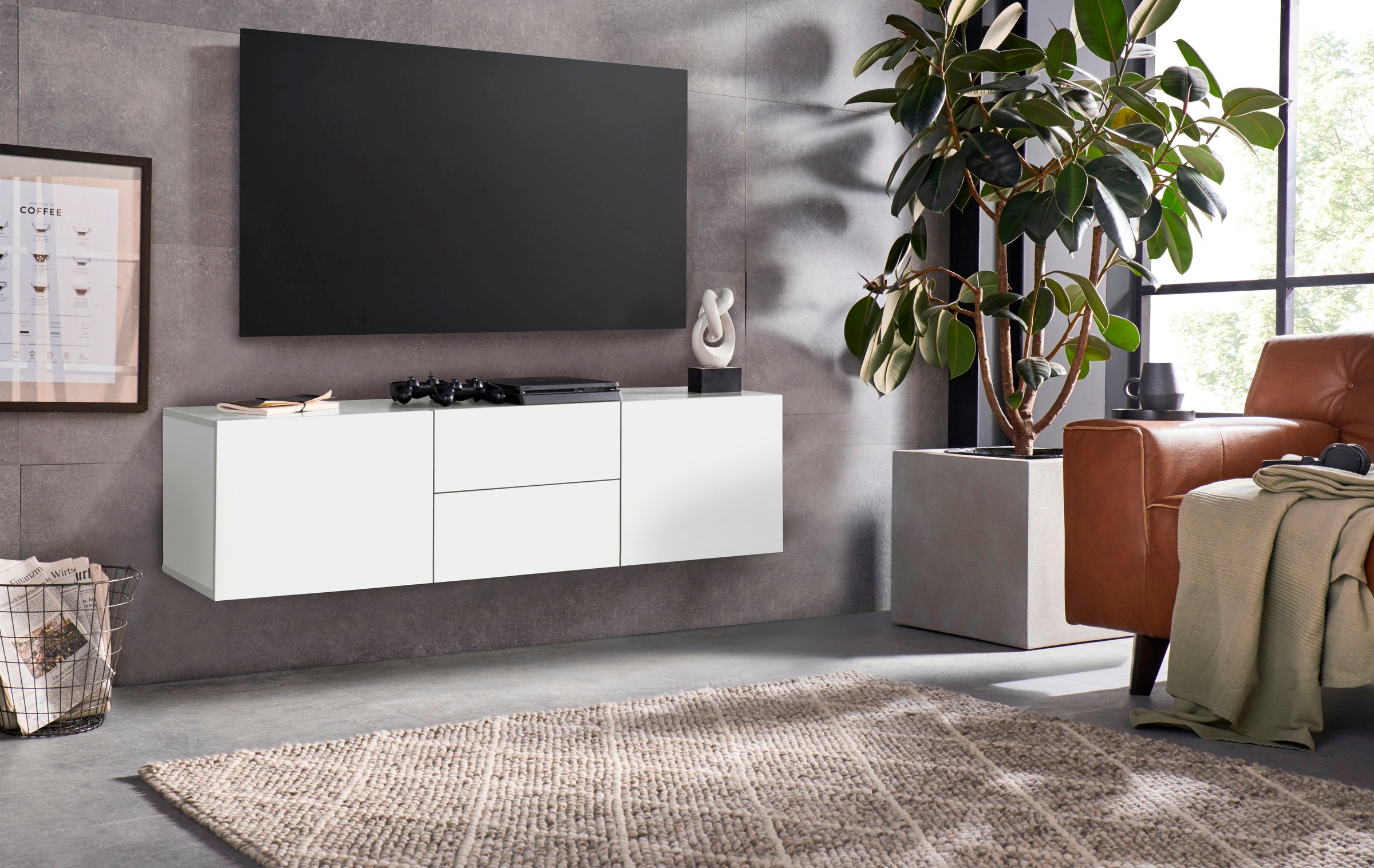 borchardt Möbel Lowboard »Sophia«, Breite 139 cm mit 2 Schubkästen, stehend und hängend