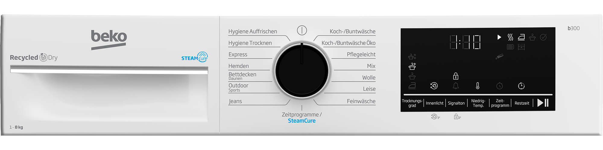 BEKO Wärmepumpentrockner »B3TO82C9W«, Multifunktionsdisplay