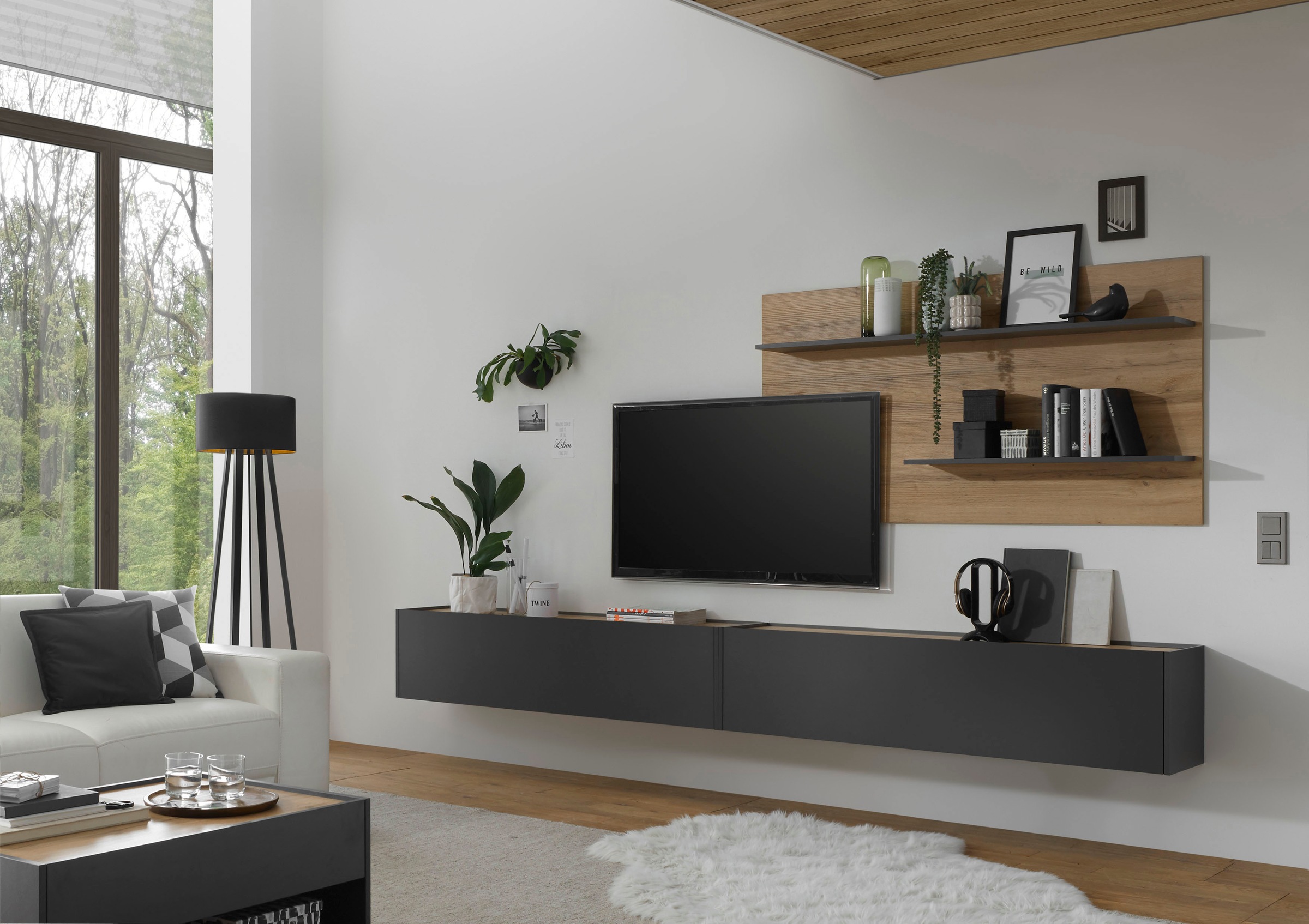 INOSIGN Wohnwand »City/Giron, moderne Anbauwand, Komplettset in vielen Farben verfügbar«, (Set, 3 St.), enthält zwei Hängeschränke & ein Wandpaneel