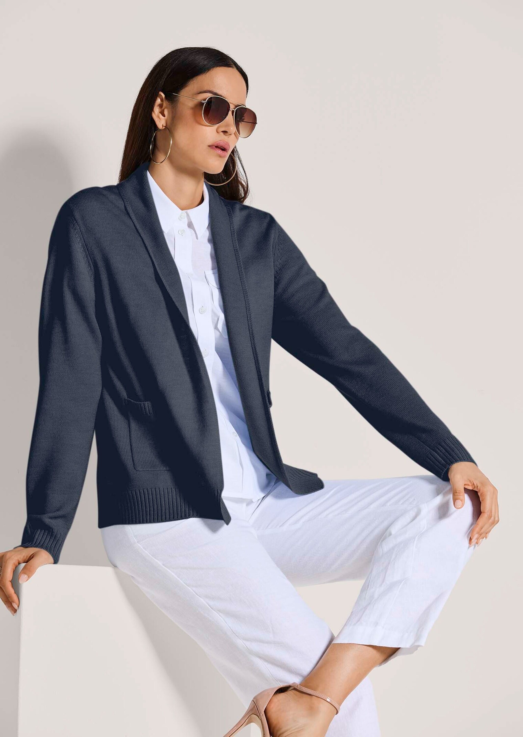 MADELEINE Strickjacke »Strickjacke Langarm Cardigan mit Schalkragen, Kaschmir« Formstabile Rippenabschlüsse