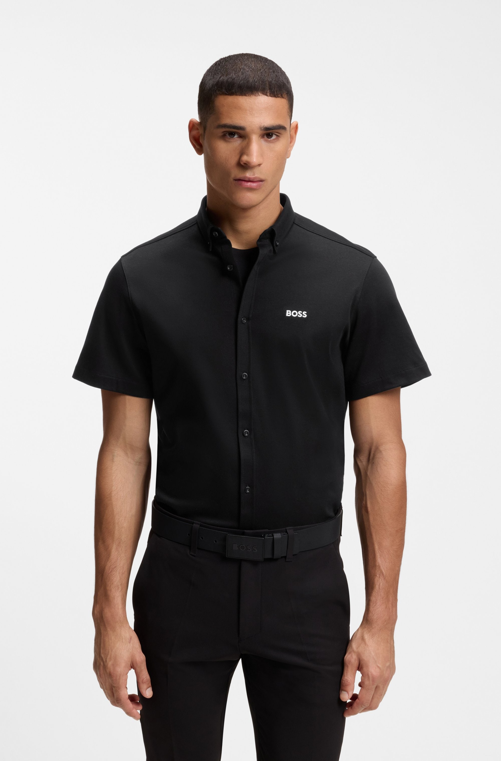 BOSS GREEN Kurzarmhemd »Motion S« Regular Fit, Button-down-Kragen, Kurzarm, Logo-Stickerei