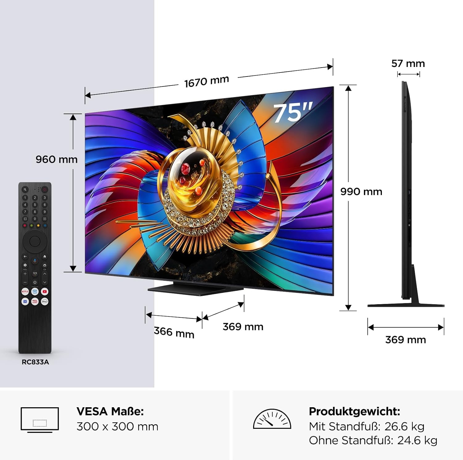 TCL QLED Mini LED-Fernseher »75Q7D ProX1« 189 cm/75 ″ SQD-Mini LED, AiPQ Prozessor, ONKYO 2.1, Dolby Vision, Apple AirPlay 2
