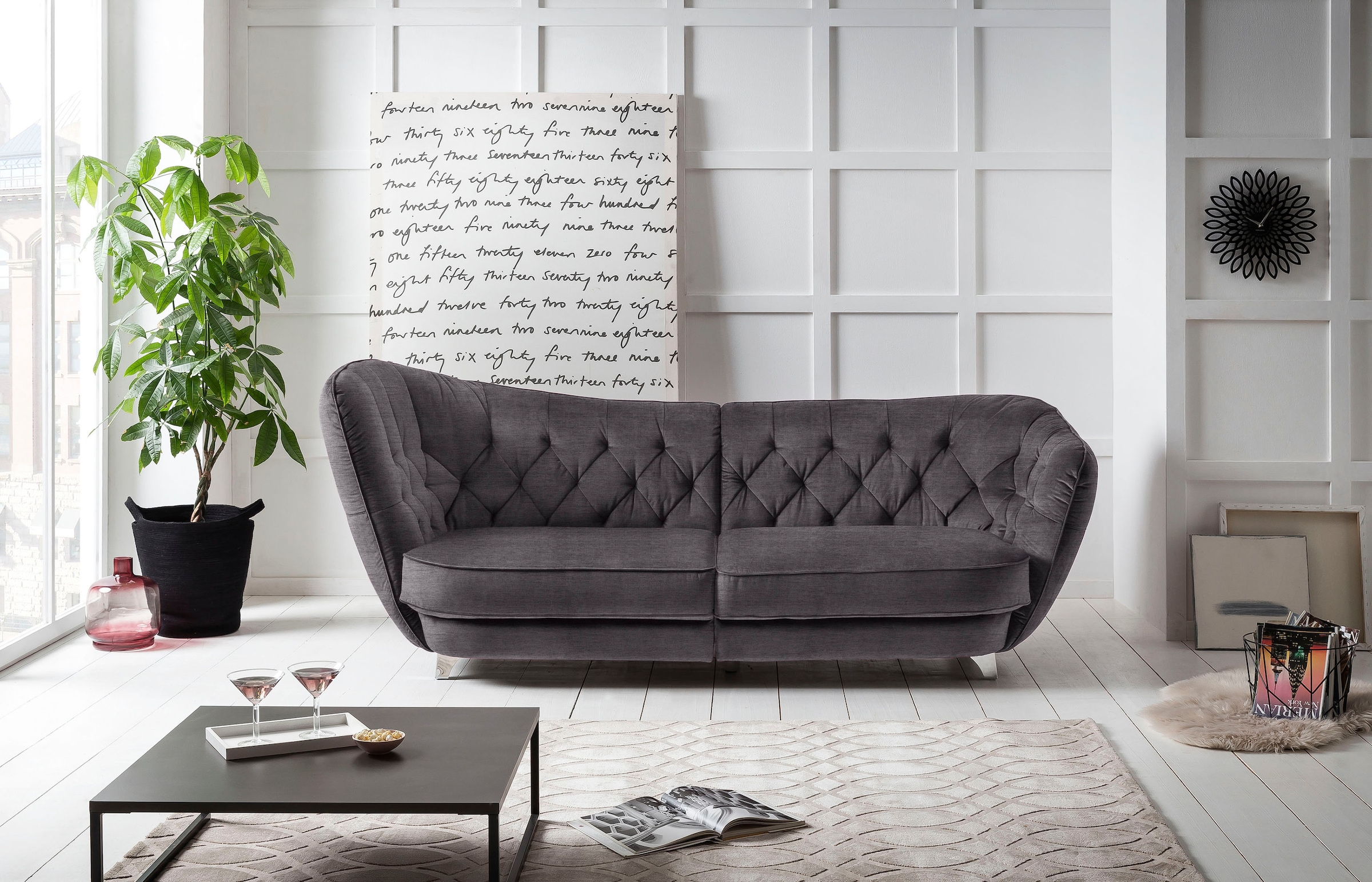 Leonique Big-Sofa »Retro«, stylischer Hochlehner