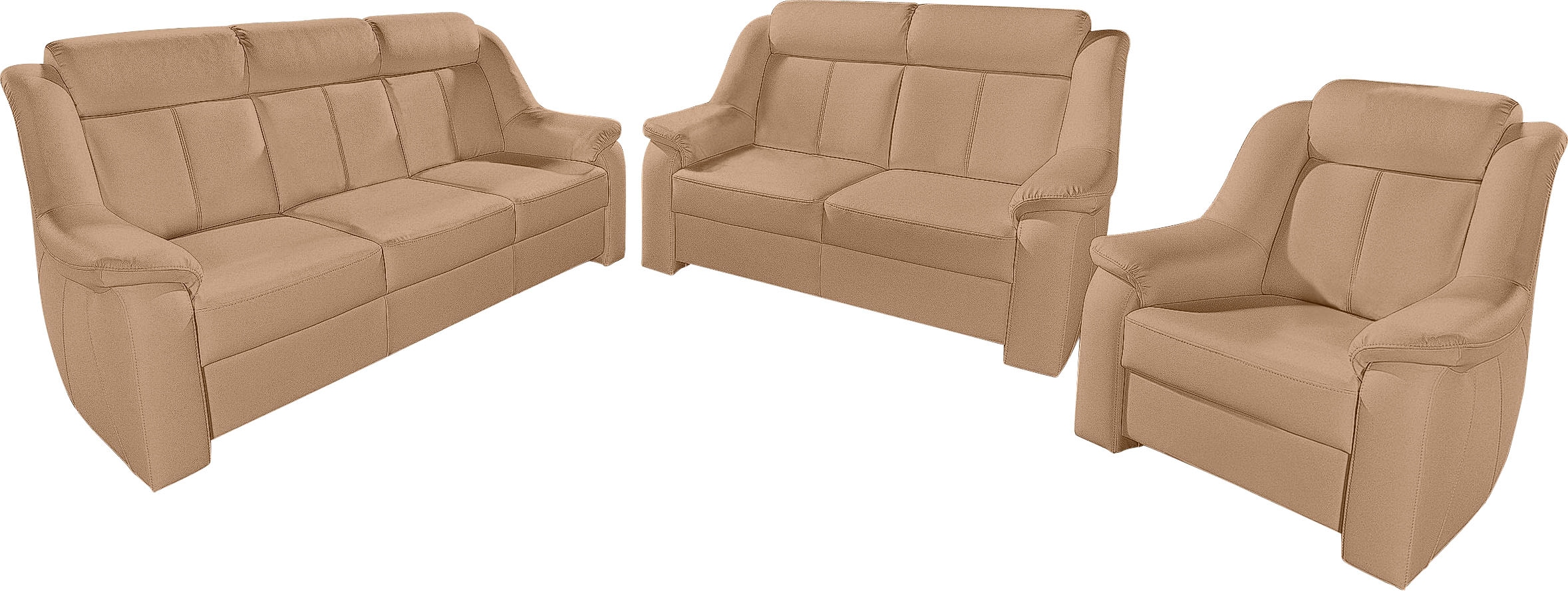 sit&more Polstergarnitur »Basel« Set, bestehend aus 3-Sitzer + 2-Sitzer + Sessel