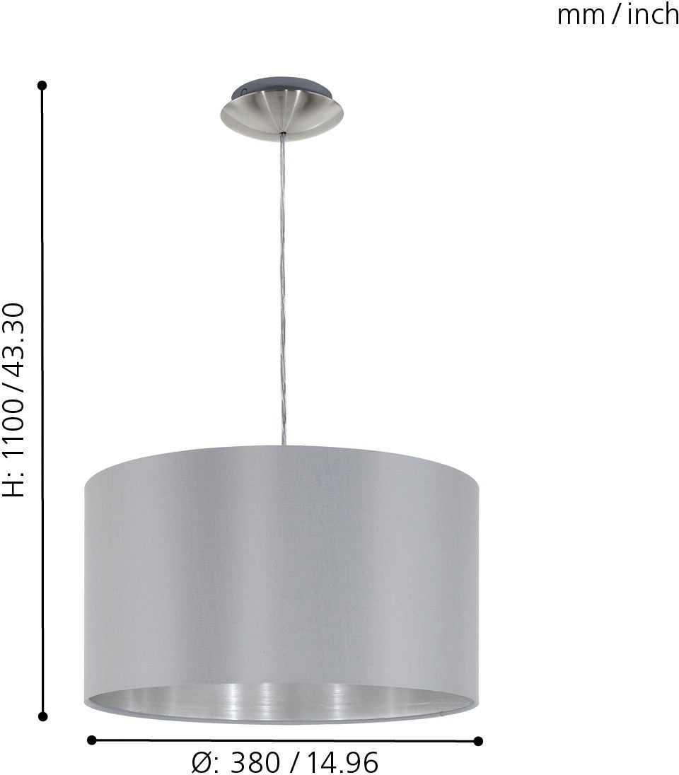 EGLO Hängeleuchte »MASERLO«, 1 flammig, Leuchtmittel E27 | Leuchtmittel wechselbar-ohne Leuchtmittel, Pendelleuchte, Pendellampe, Wohnzimmer, Esszimmer, gemütlich, 110x38cm