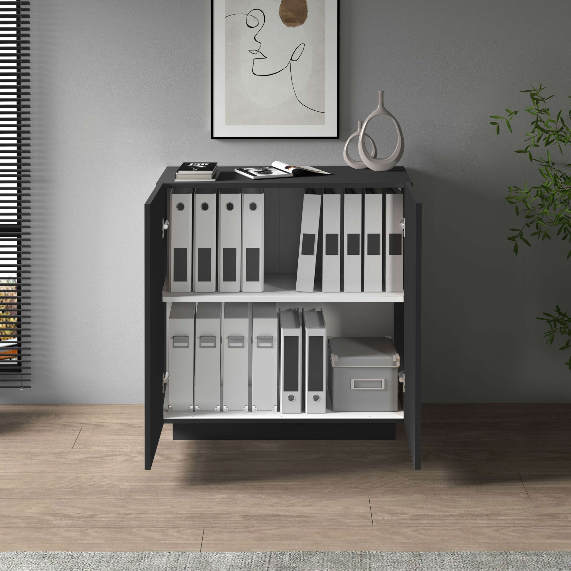 INOSIGN Aktenschrank »Essential, Mehrzweckschrank, Büroschrank mit 2 Türen«, & verstellbaren Einlegeböden, Höhe 86 oder 166 cm, Made in Italy