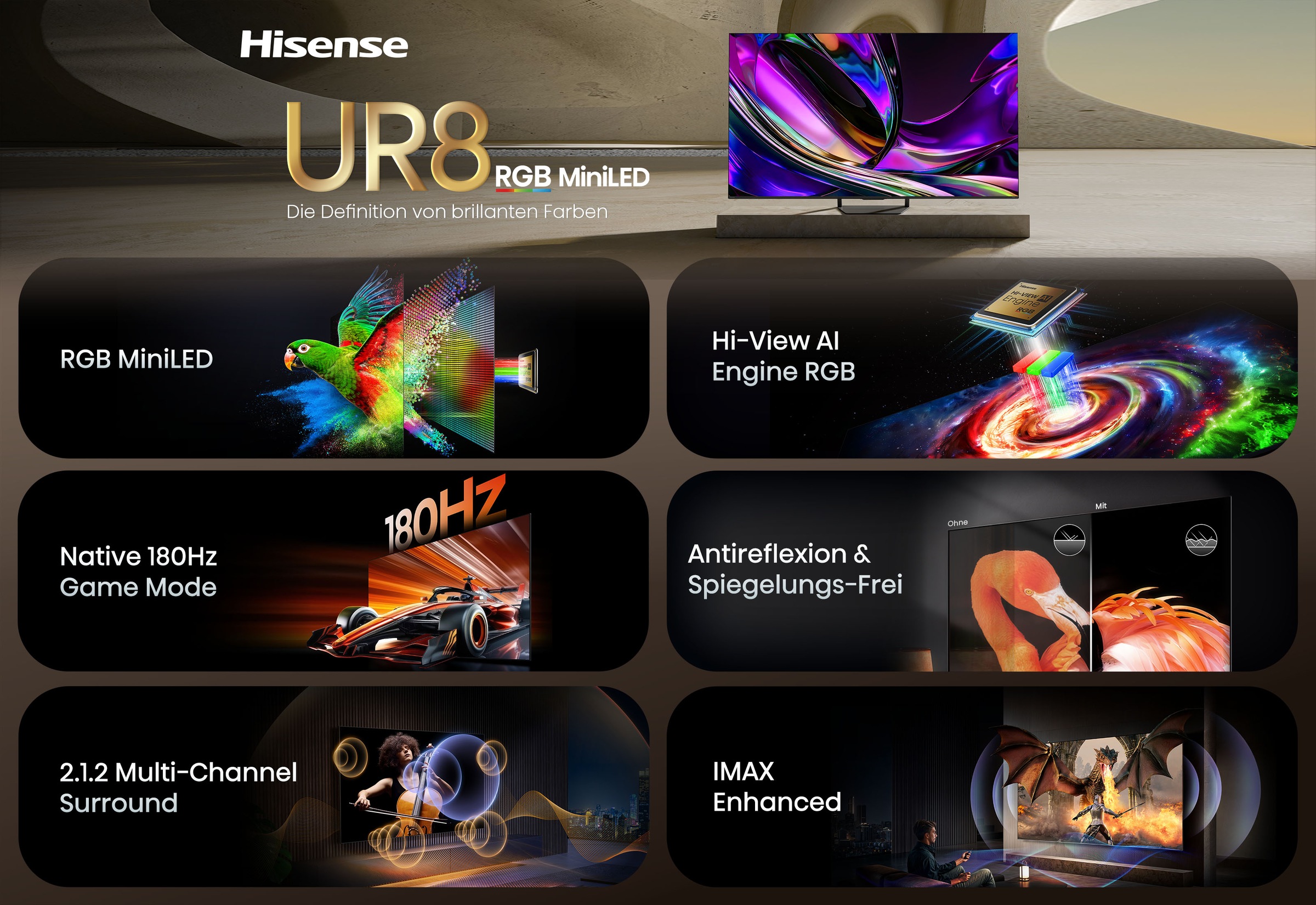 Hisense Mini-LED-Fernseher »75UR8DS« 189 cm/75 ″ Smart-TV