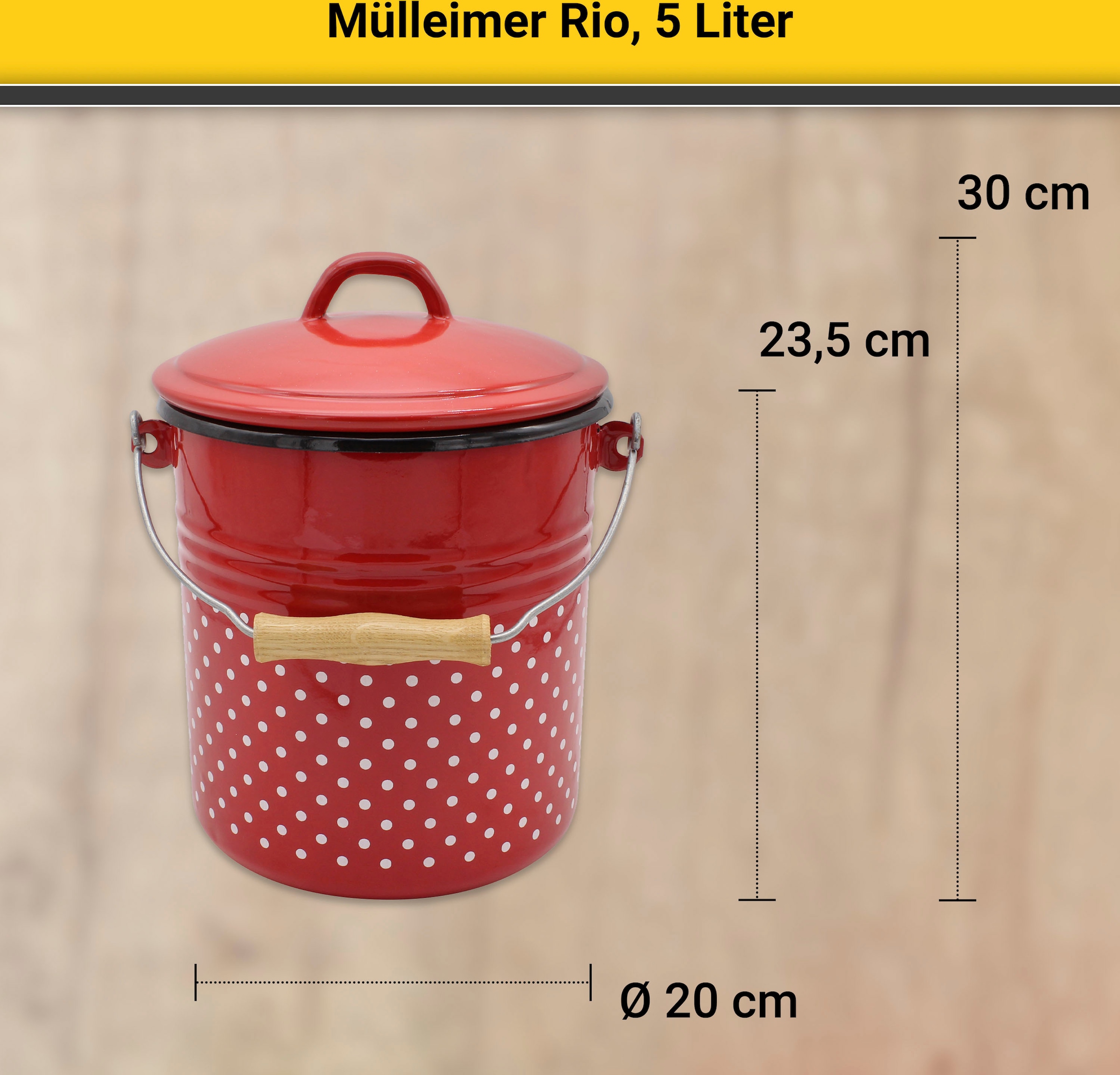 Krüger Mülleimer »Mülleimer mit Deckel Rio«, 1 Behälter, 5 Liter