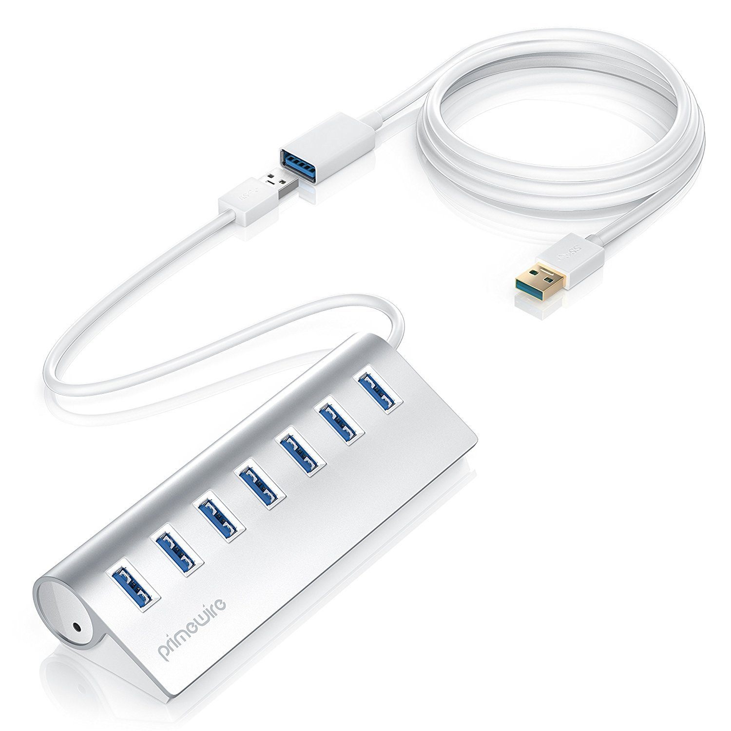 7-Port USB 3.0 Hub inkl. 1m USB Verlängerungskabel »Alu Gehäuse /...