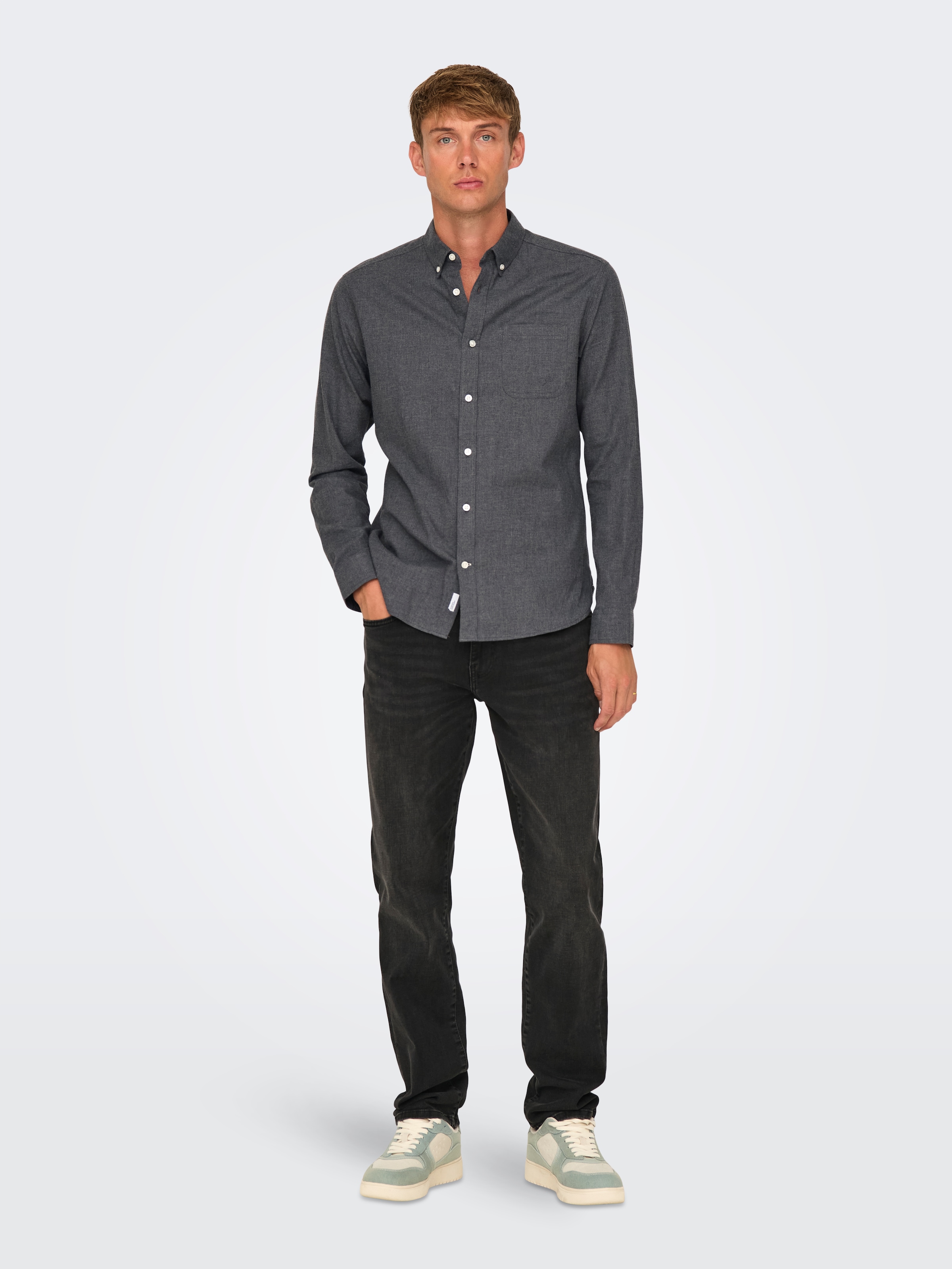 ONLY & SONS Langarmhemd »ONSROAD LIFE REG MELANGE LS SHIRT NOOS«