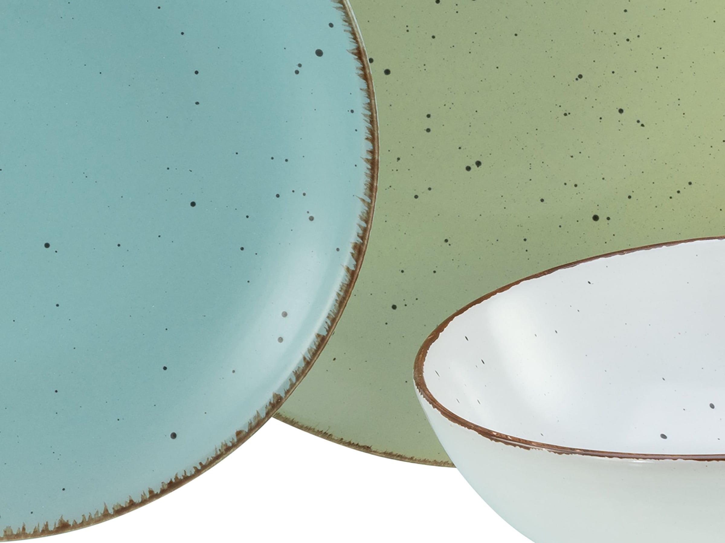 CreaTable Teller-Set »Fashion Bunt, Tellerset 12-tlg.« Vintage Look, Seidenmatte Glasur, Handgemalte Ränder