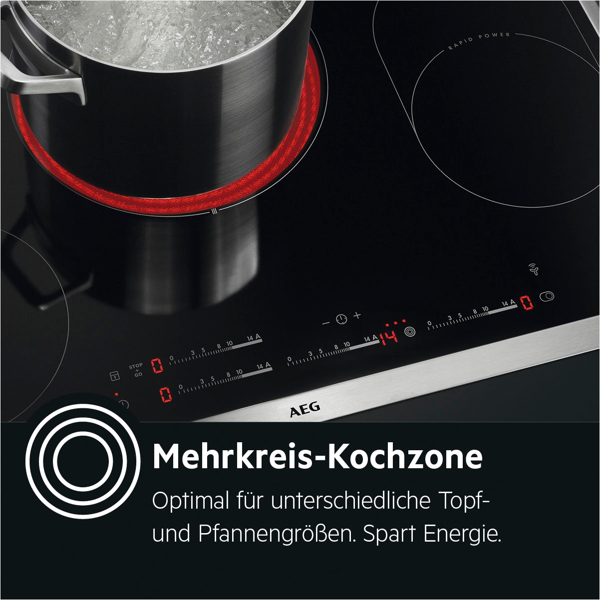 AEG Elektro-Kochfeld »HKA8578RAD %RESET%949598125%RESET%«, Hob²Hood-Funktion, Made in Germany, Öko- und CountUp-Timer, 80 cm