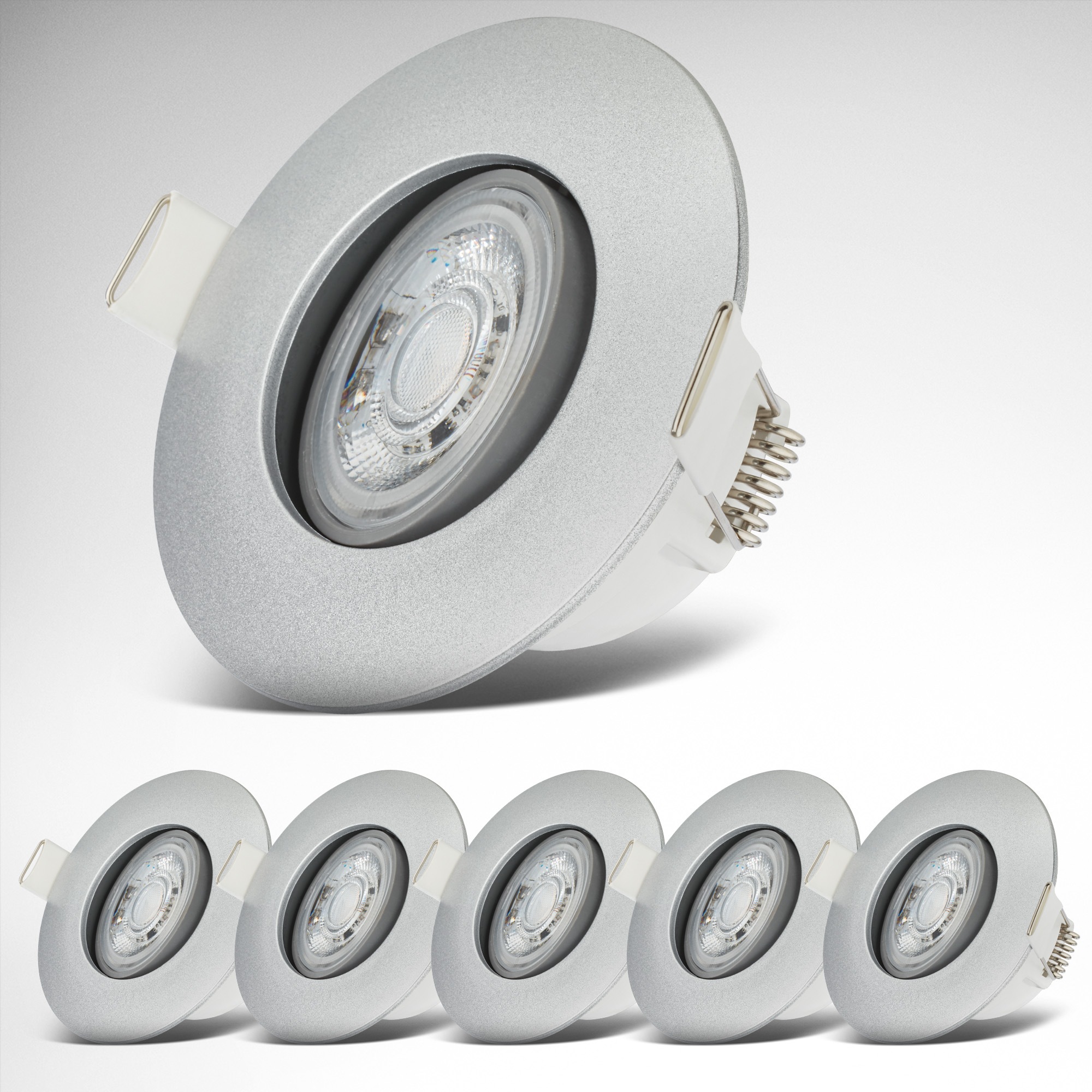 LED Bad-Einbauleuchten-Set, 6-teilig, Schutzart IP65, Strahler schwenkbar