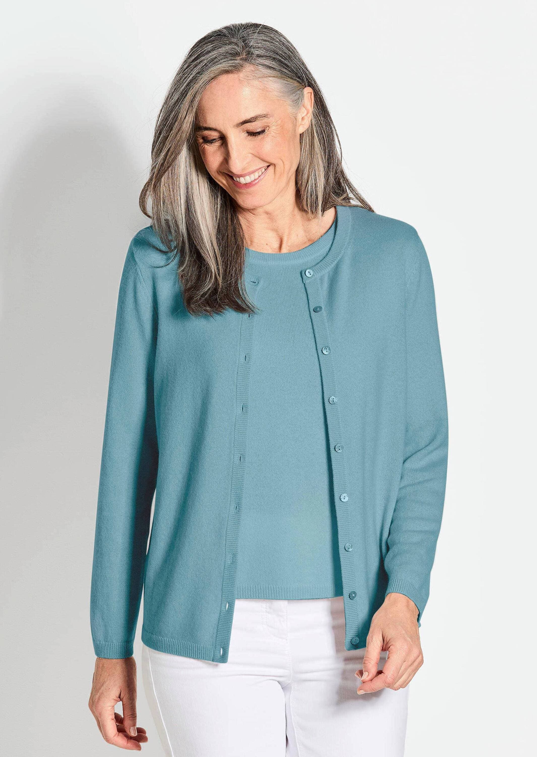 GOLDNER Strickjacke »Kurzgröße Kaschmirstrickjacke mit Rundhalsausschnitt«