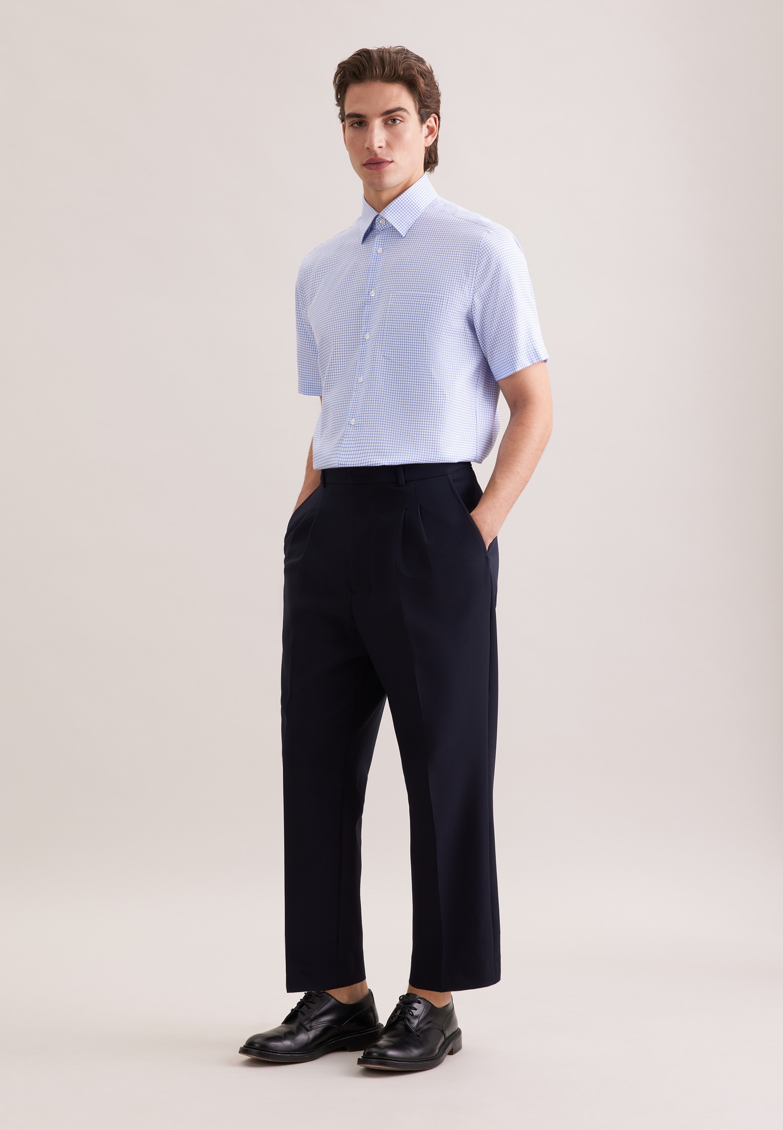 seidensticker Businesshemd »Schwarze Rose« Regular 1/2 Covered-Button-Down-Kragen Karo