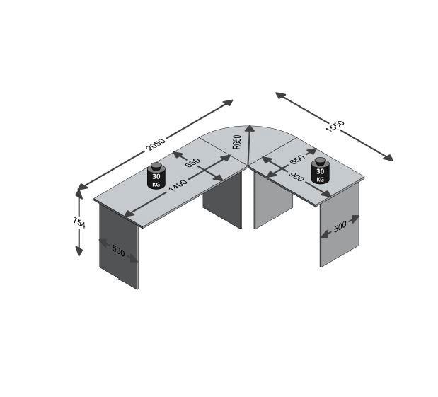 Shop moderner Made cm in FMD Winkel-Schreibtisch, OTTO 205/155x75,4x65,0 im Eckschreibtisch, Germany, Online