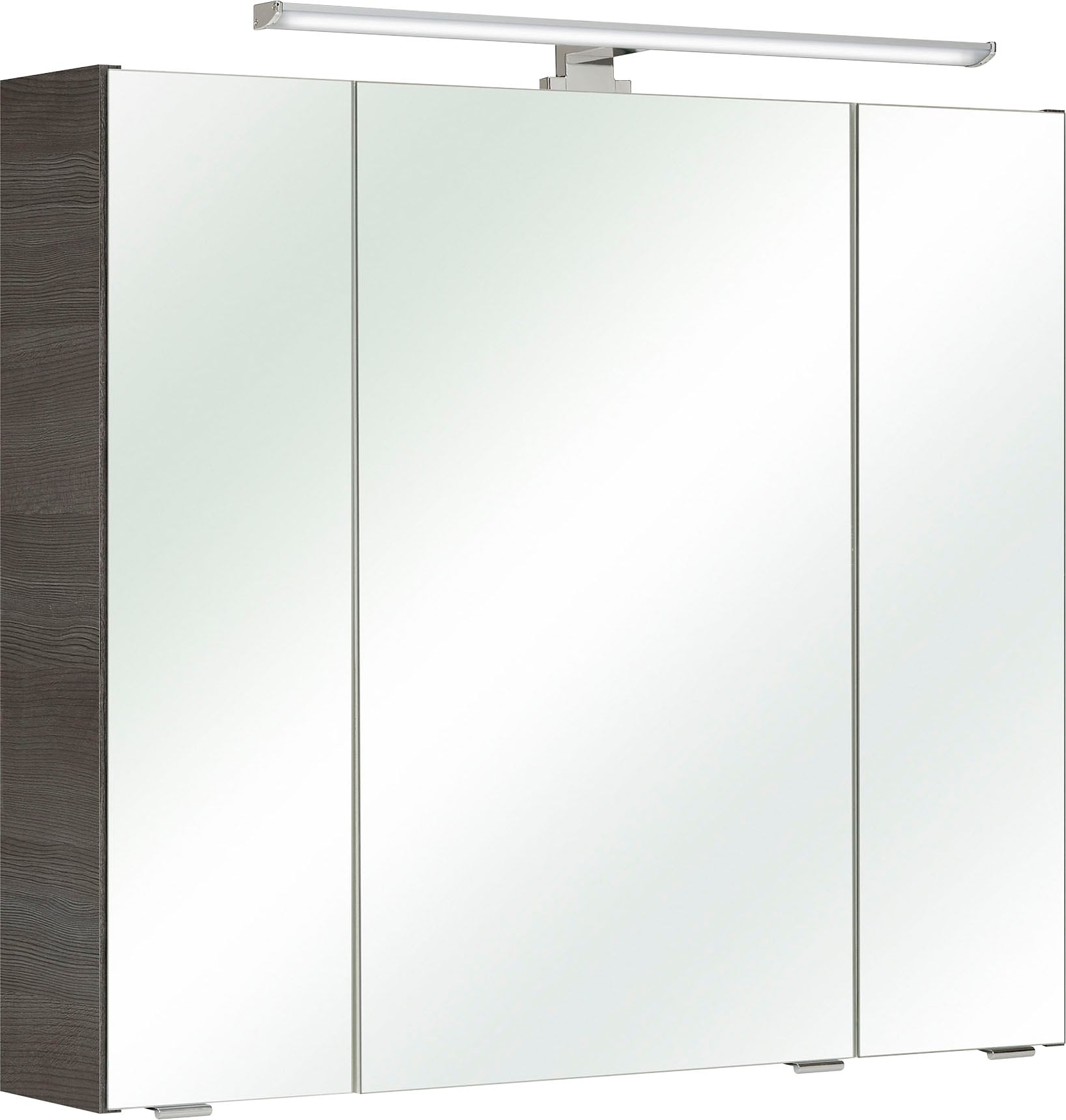 Saphir Spiegelschrank »Quickset Badschrank, 3 Spiegeltüren, 6 Einlegeböden, 80 cm breit«, inkl. LED-Beleuchtung, Türdämpfer, Schalter-/Steckdosenkombination