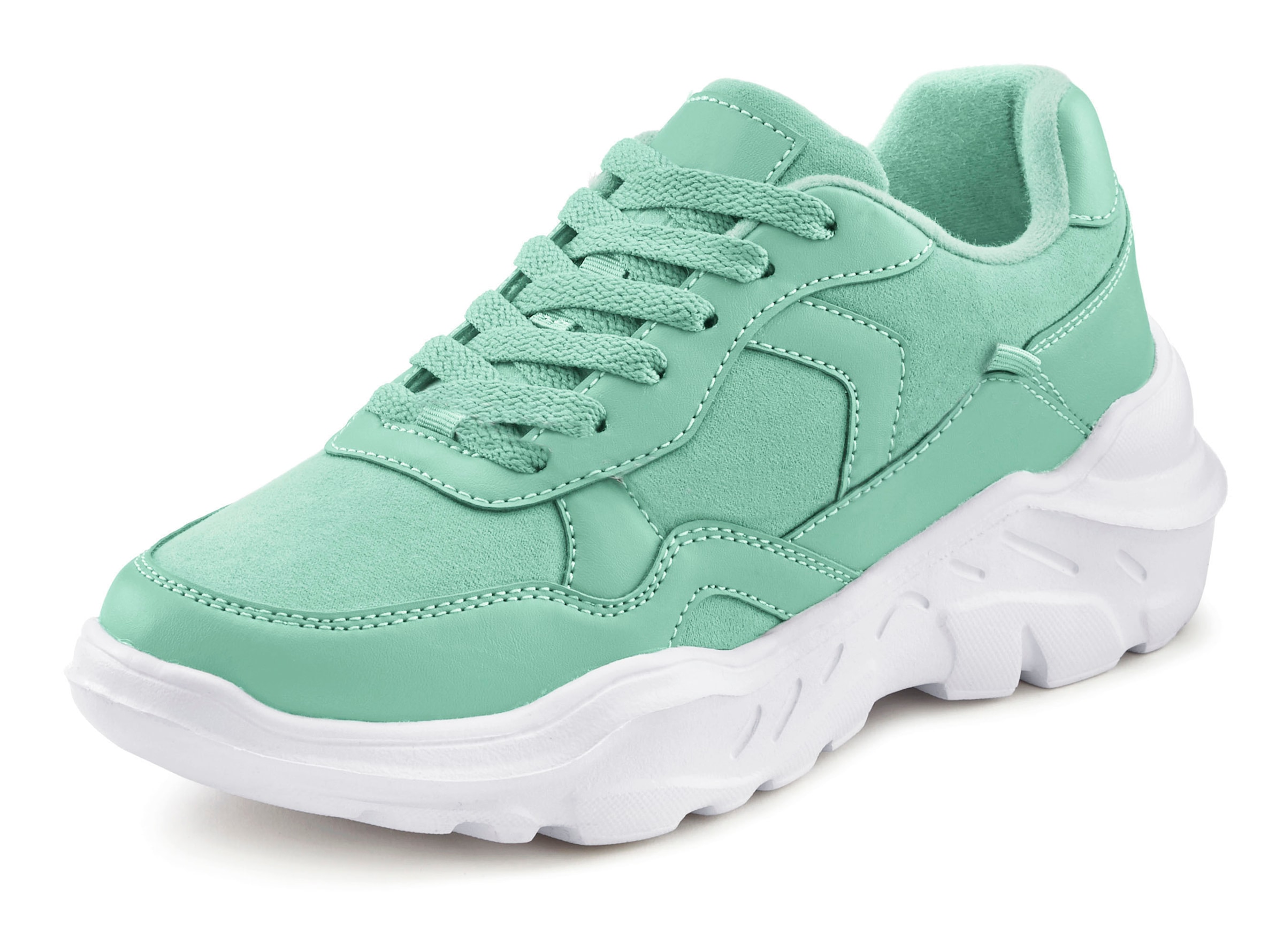 LASCANA Sneaker, mit Chunky-Sohle & Ketten, Schnürhalbschuhe, Freizeitschuhe VEGAN