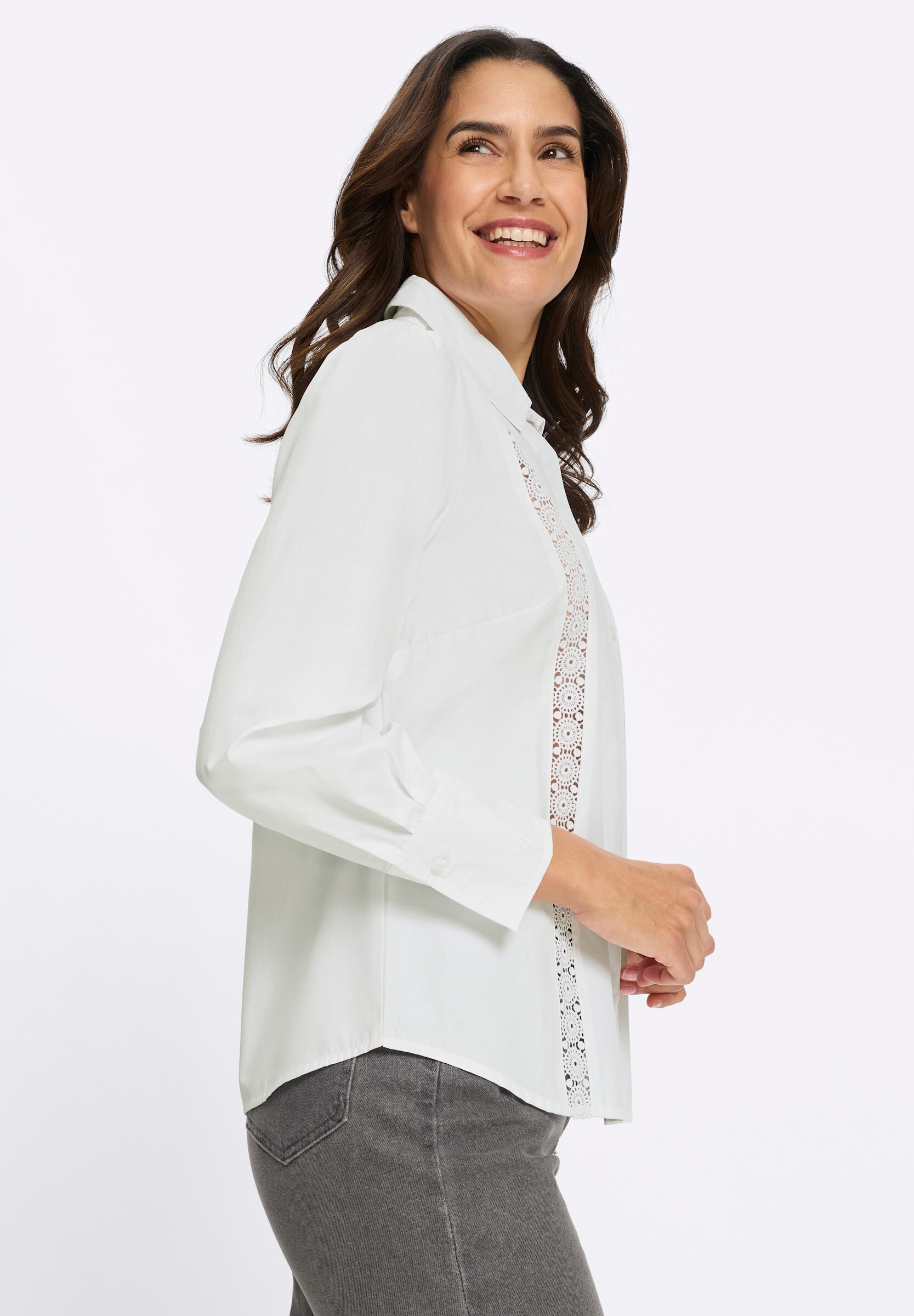 Witt Hemdbluse »Spitzen-Bluse Spitzenbluse mit Kellerfalte hinten«