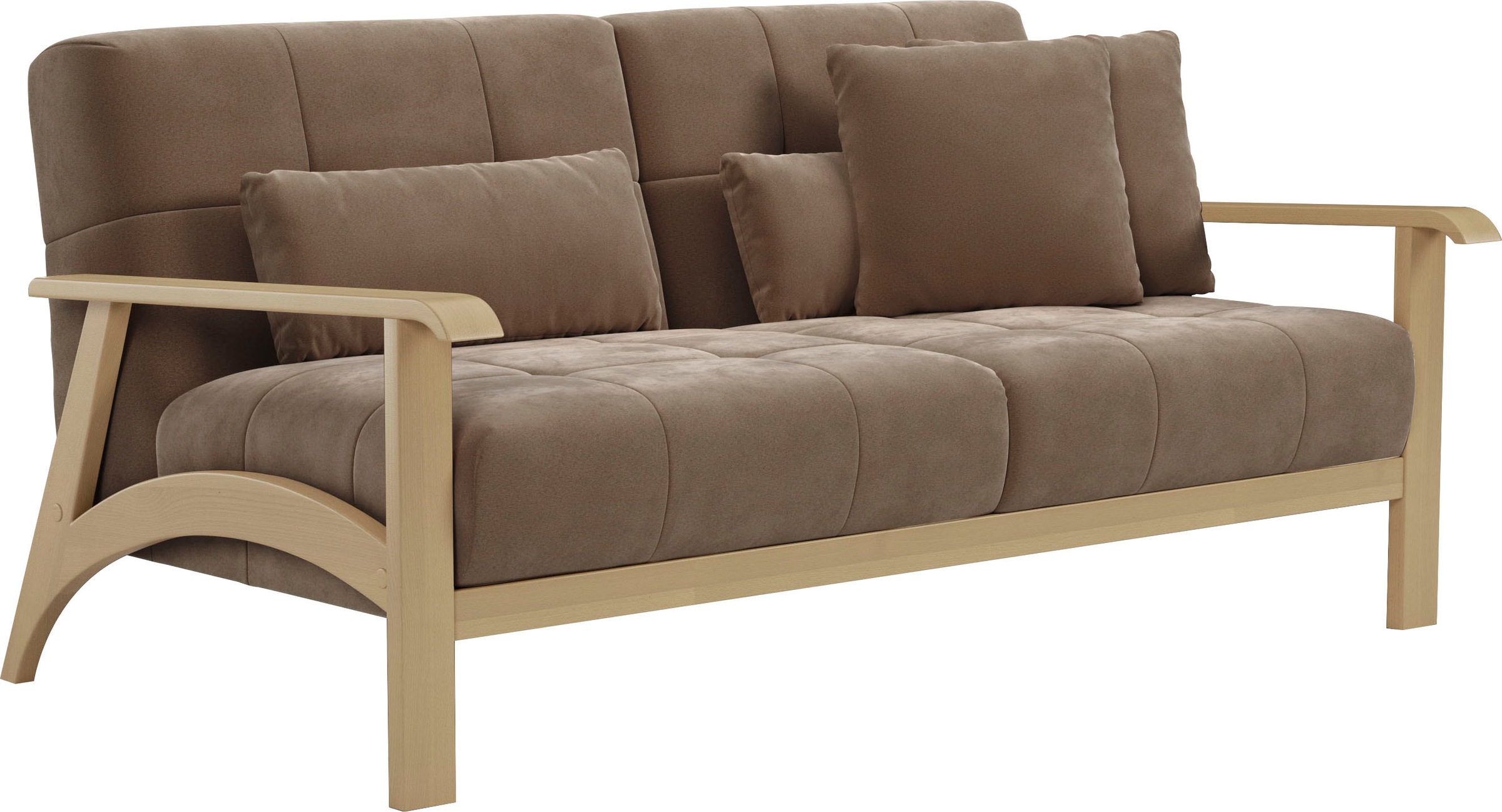 sit&more 2,5-Sitzer »Billund« Armlehnen aus Buchenholz in natur, verschiedene Bezüge und Farben