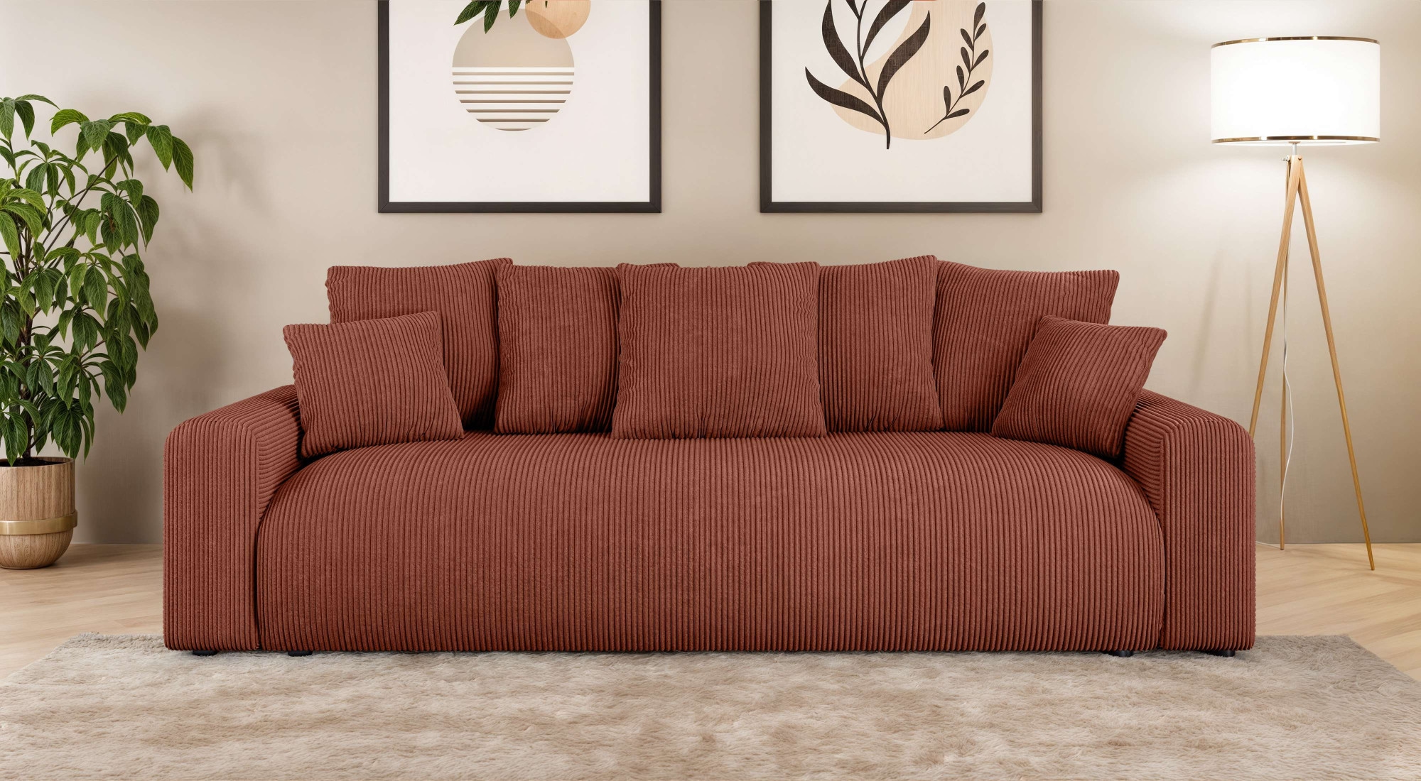 Home affaire Big-Sofa »LAKESIDE klein 3-Sitzer Schlafsofa mit Bettkasten, Breite 238 cm« Liegefläche 149x195 cm, hoher Sitzkomfort, Maße B/T/H: 238/98/85cm