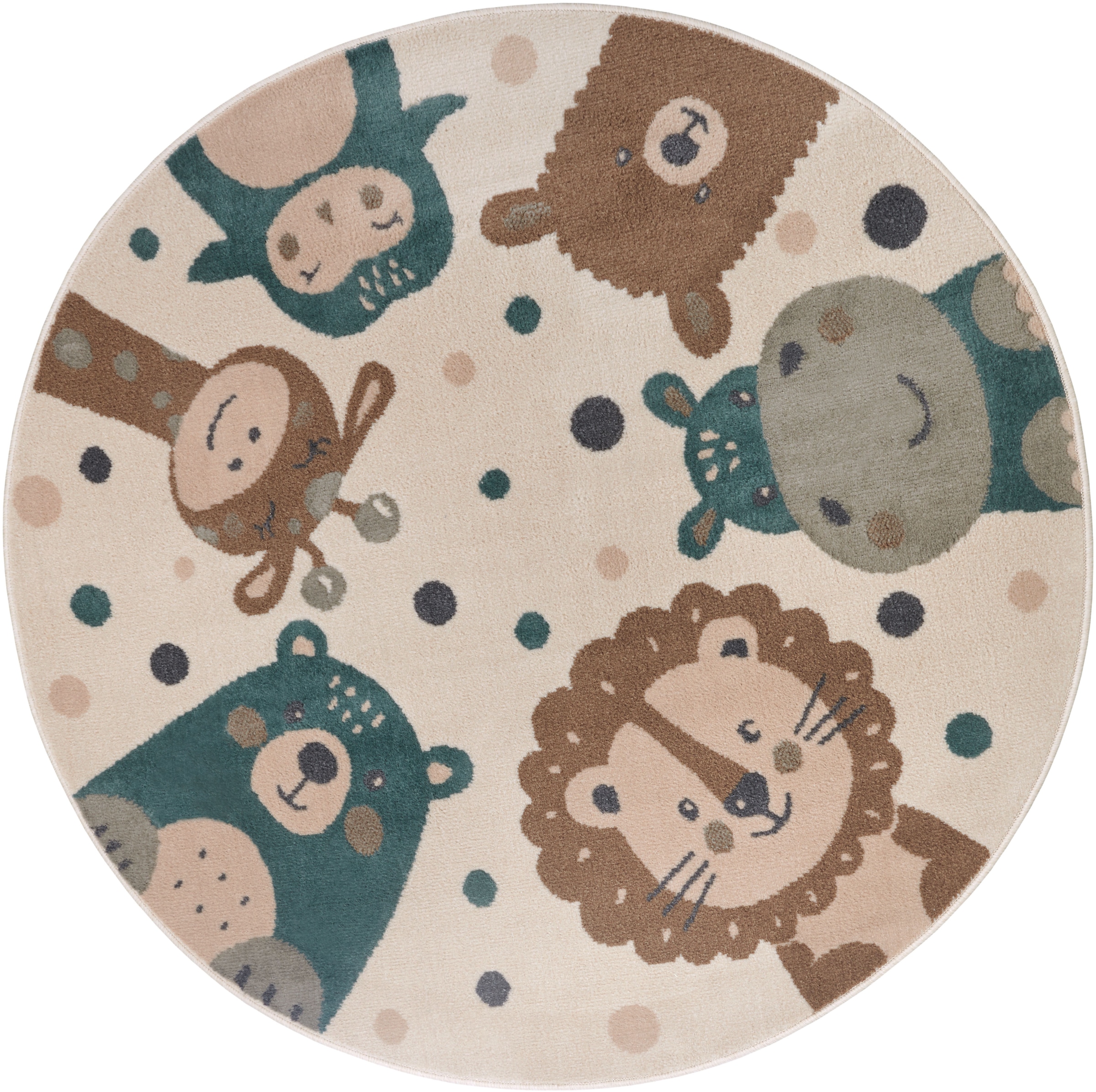 Kinderteppich »Adventures Animal Party«, rund, 8 mm Höhe, Spielteppich, weich,...