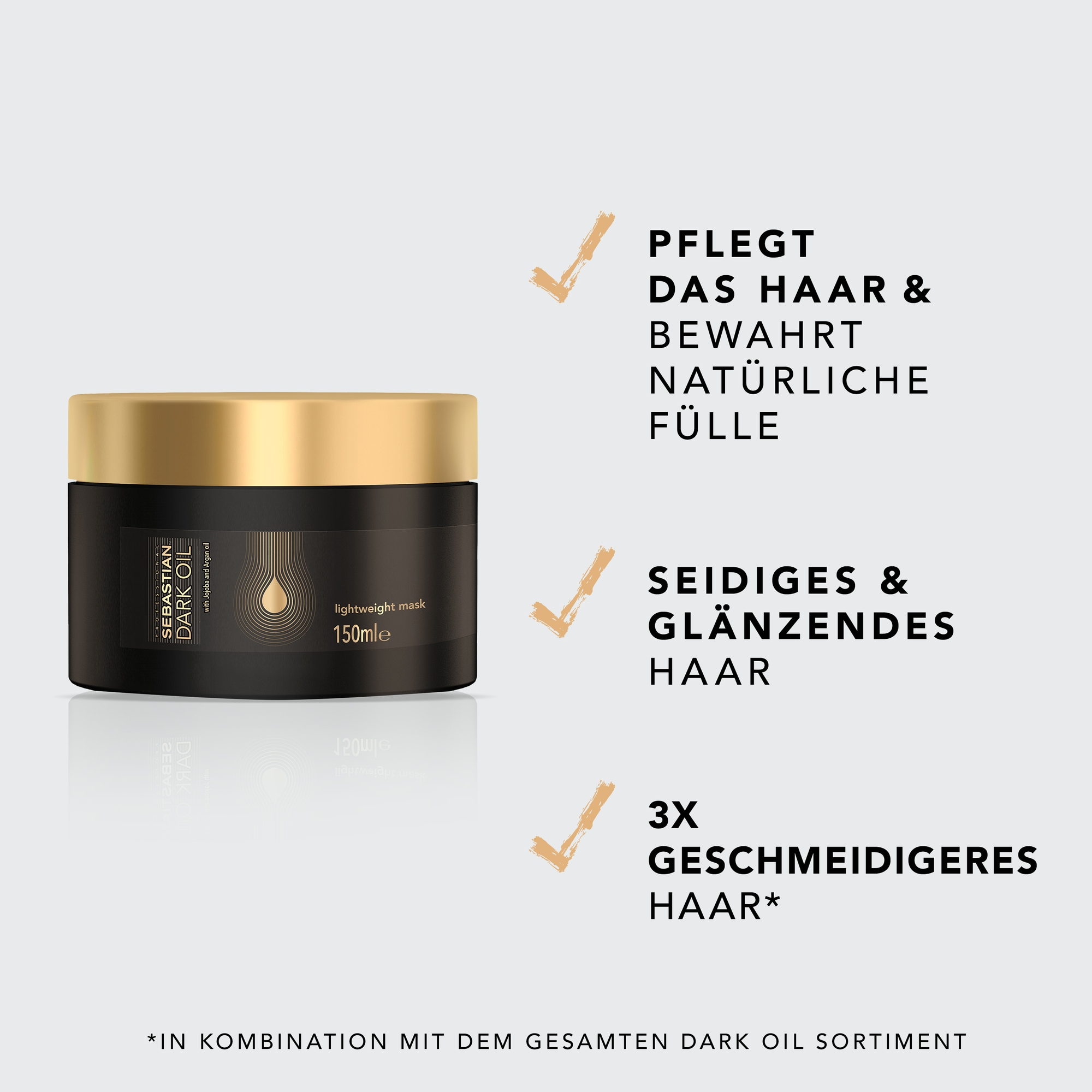 Sebastian Professional Haarmaske »DarkOil Mask« leichte Pflege, reichhaltige Öle, sorgt für geschmeidiges Haar