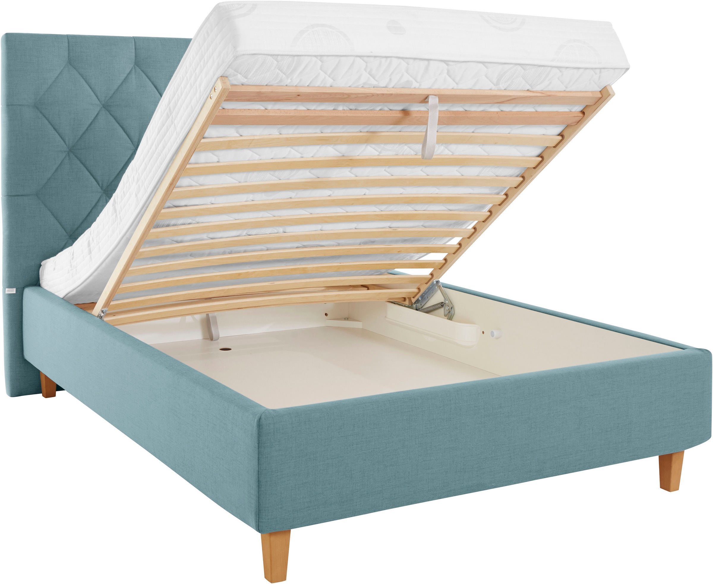 Home affaire Polsterbett »Sunley 140«, Kreuzsteppung, Kopfteilhöhe 142 cm, ohne oder mit Matratze/Lattenrost
