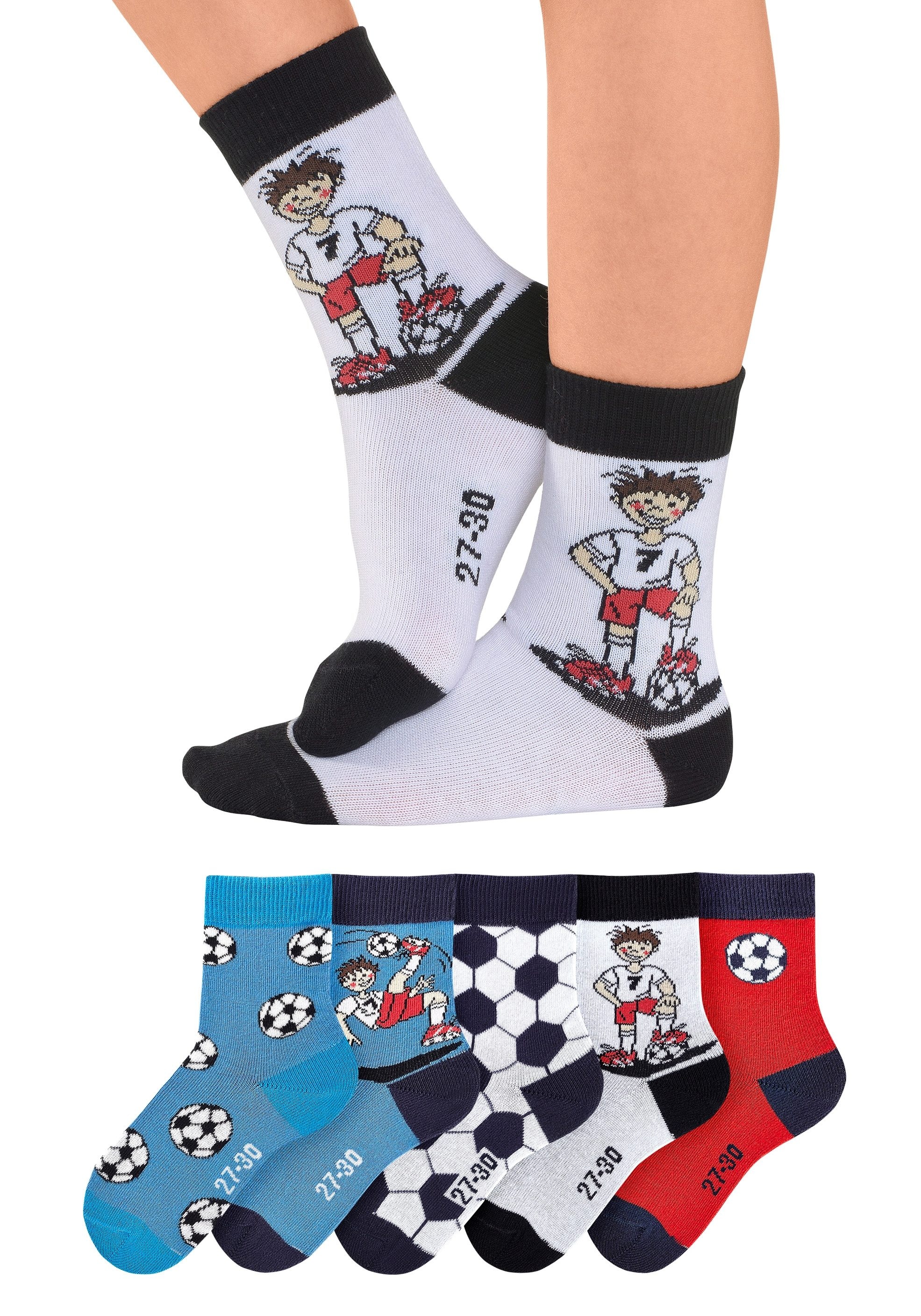 H.I.S Socken, (Packung, 5 Paar), mit Fußballmotiven