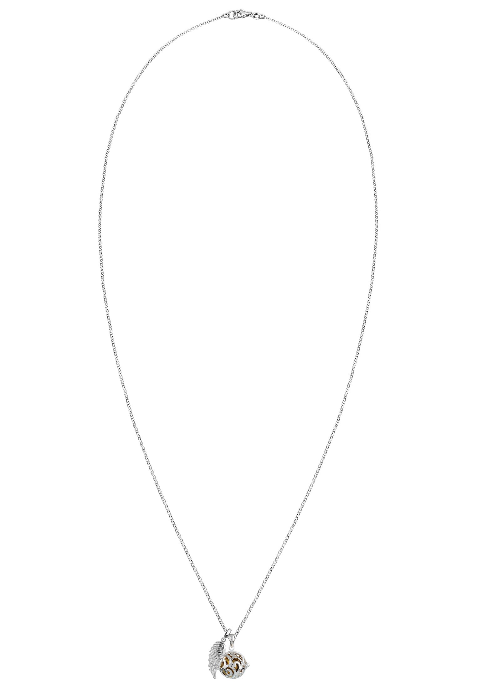 Nenalina Lange Kette »Halskette Engelsflüsterer (17 mm) Flügel Ornament 925 Silber«