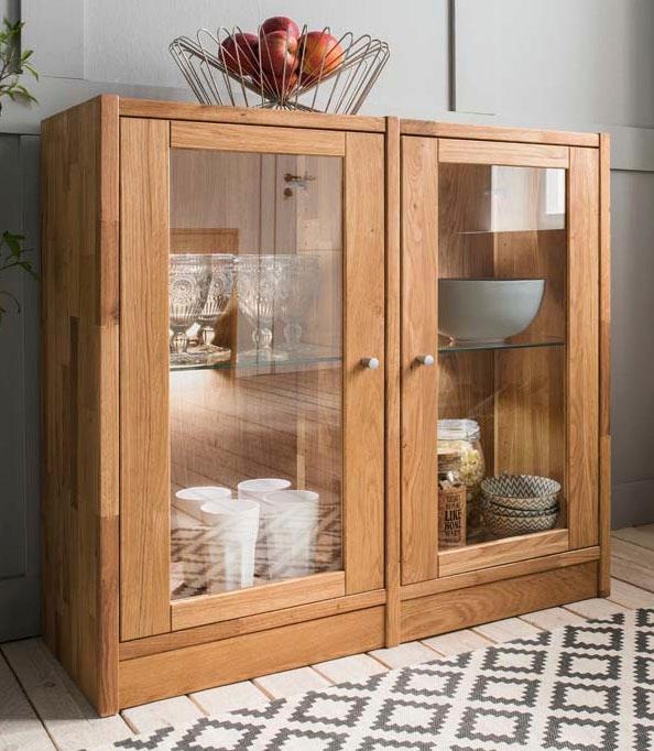 Premium collection by Home affaire Standvitrine »Ecko«, aus schönem massivem Wildeichenholz, Breite 92 cm