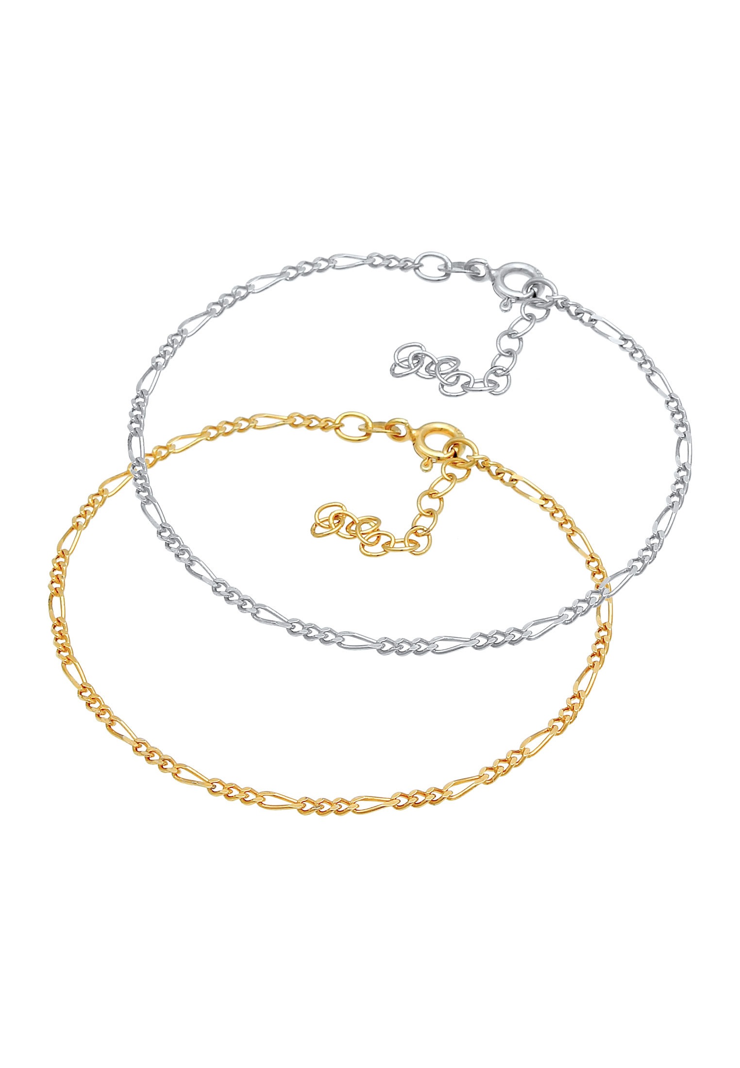 Elli Armketten Set »Armband Figaro Basic Bi-Color 2er Set 925 Sterling Silber«