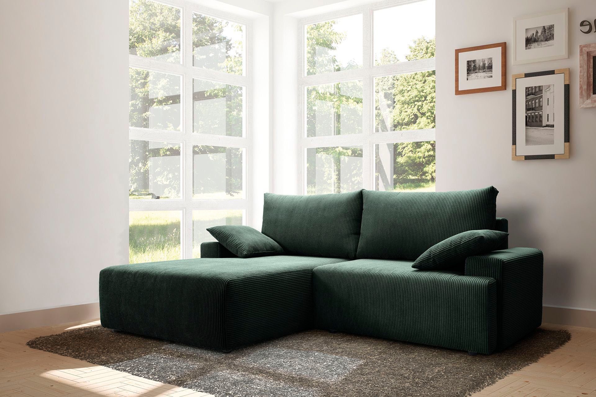 exxpo - sofa fashion Ecksofa »Orinoko, aktuelles Design und hoher Sitzkomfort, L-Form« inkl. Bettfunktion und Bettkasten, schöne Farben im angesagten Cord