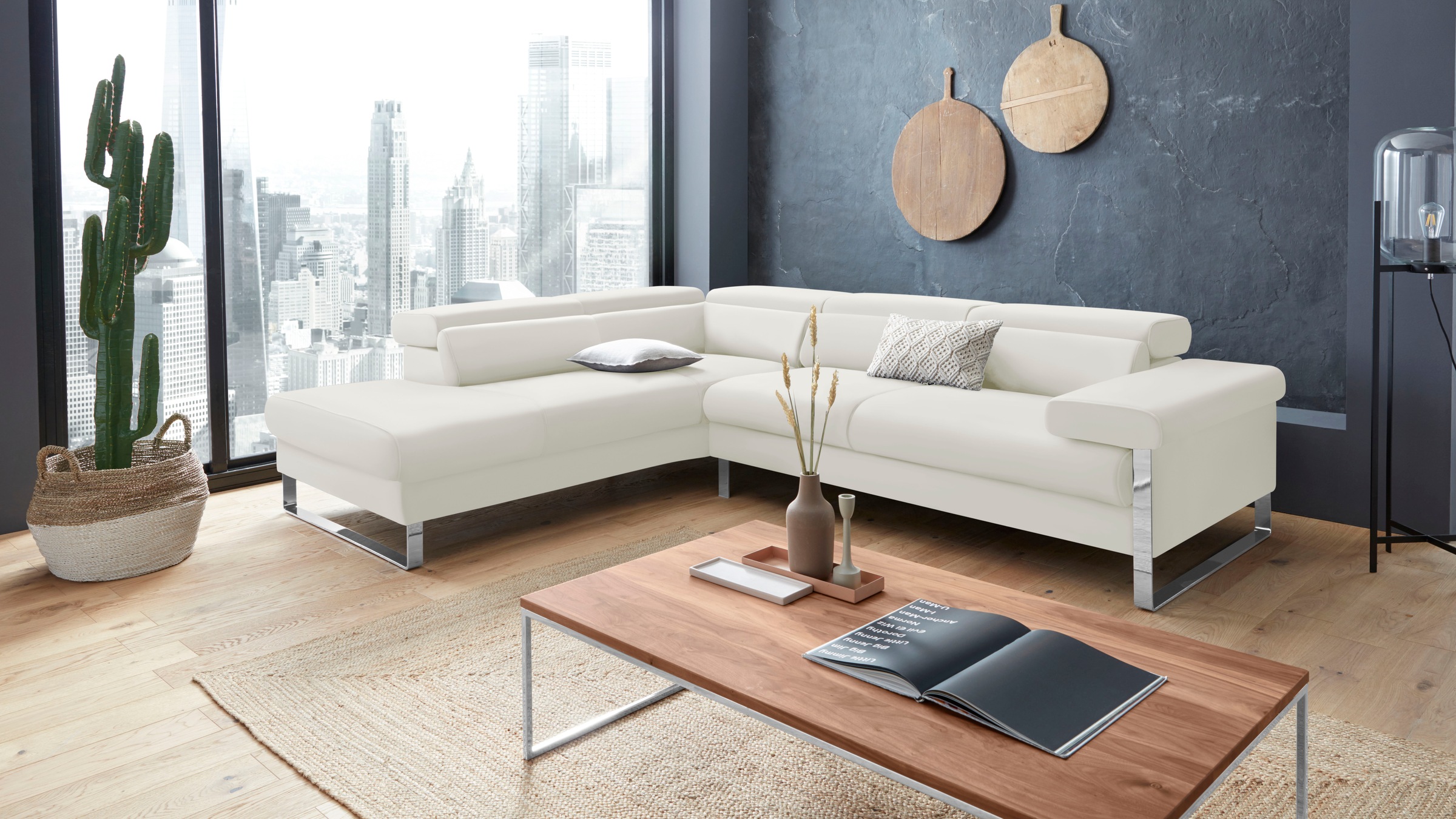 W.SCHILLIG Ecksofa »finn, toller Sitzkomfort, L-Form, hochwertige Verarbeitungsdetails«, German Design Award 2016, Fußgestell Chrom glänzend, Breite 281 cm
