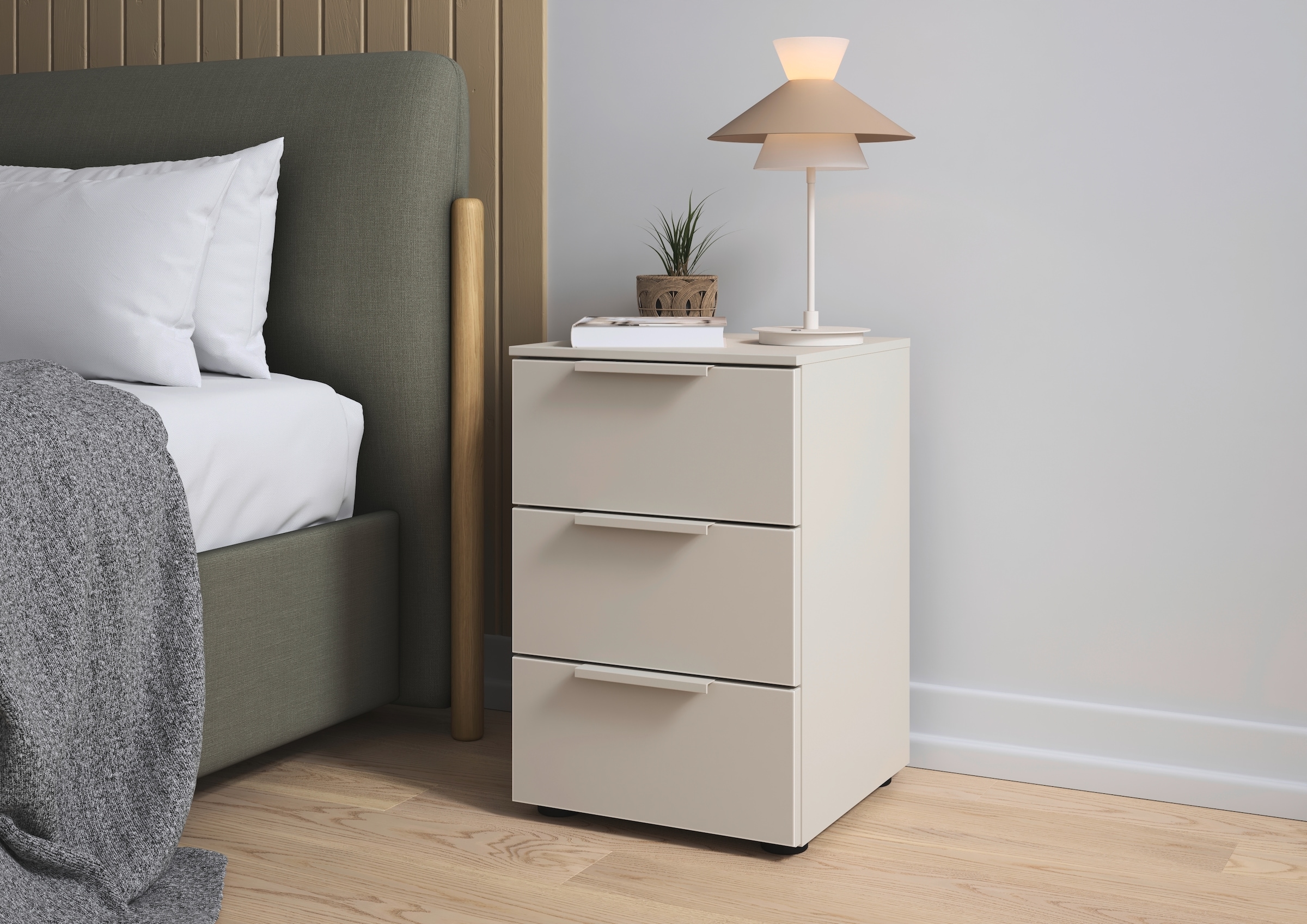 Leger Home By Lena Gercke Nachtkommode »Nachttisch Nachtschrank Nachtkonsole SERINA eleganter Eyecatcher« mit 3 Schubkästen sowie hochwertigen...