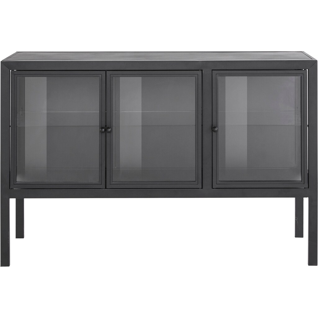 Leonique Sideboard »Ashlee«, aus Metall gefertigt, Glaseinlegeböden und Glastüren, Breite 139 cm