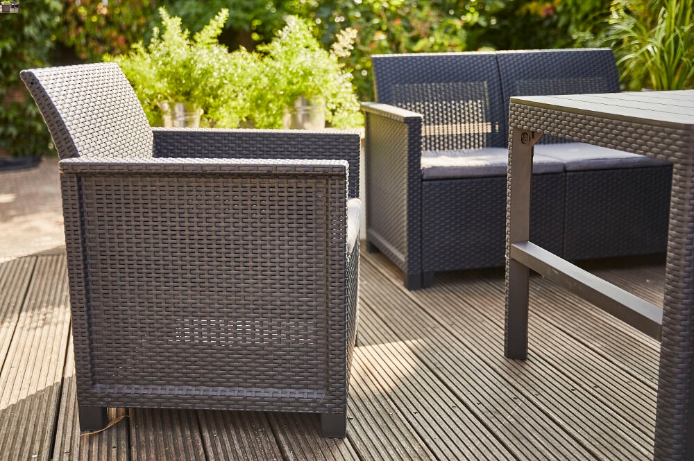 Siena Garden Gartenlounge-Set »Amea«, (4 tlg.), Kunststoff graphit, Sitzkissen aus Polyester in grau