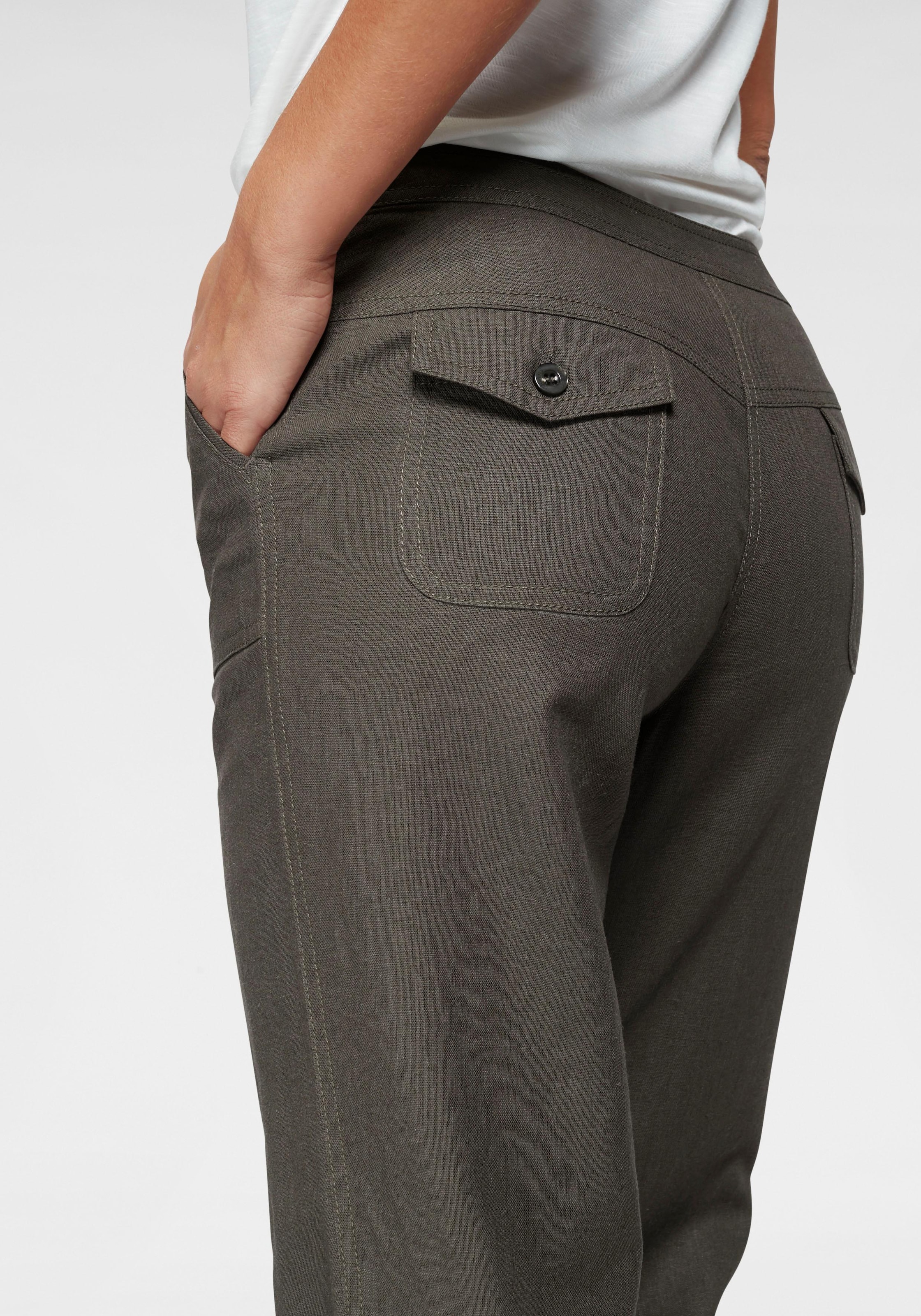 Aniston CASUAL Leinenhose, mit Bindeband